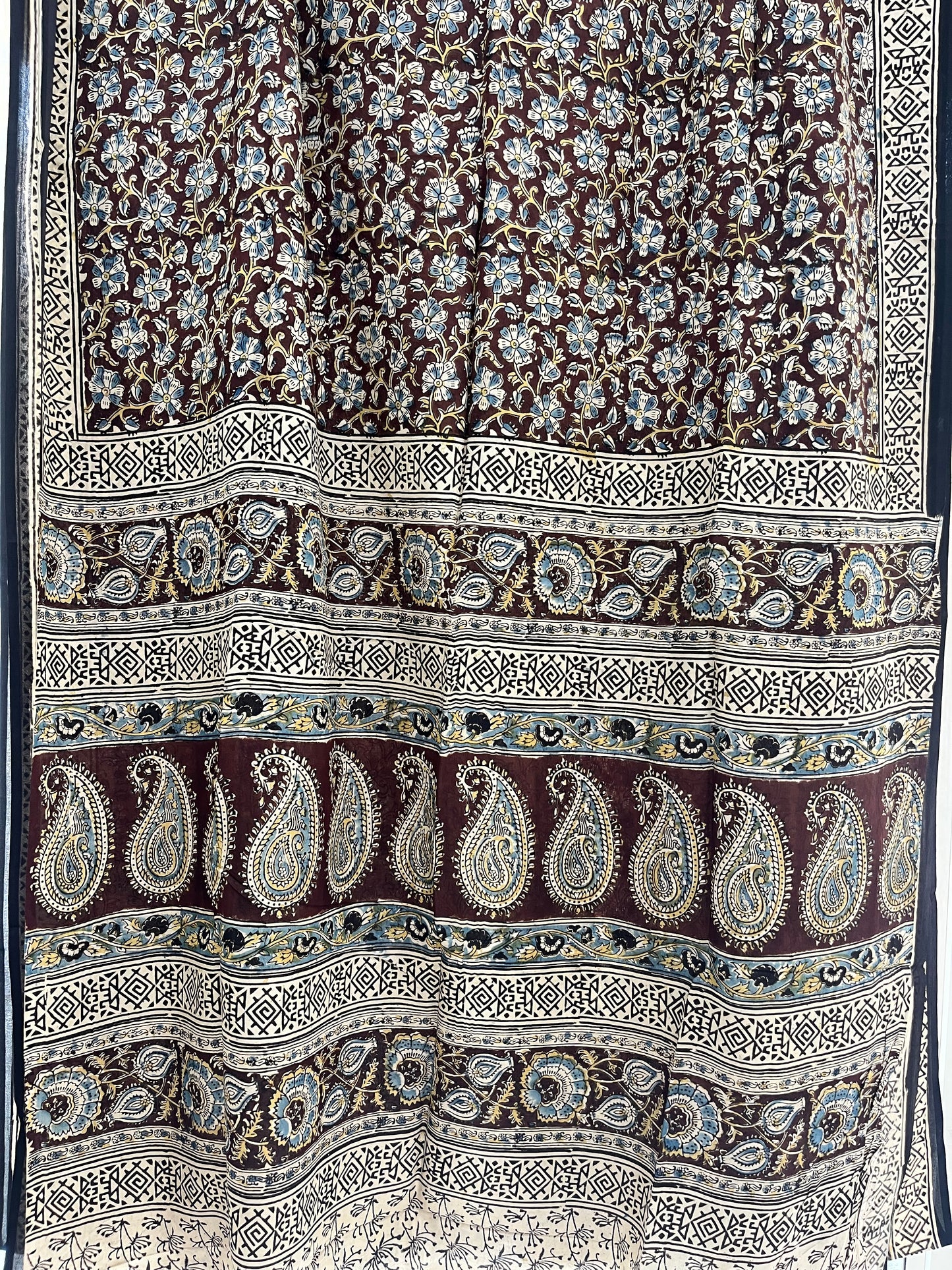 Hand block printed Kalamkari Silk Saree