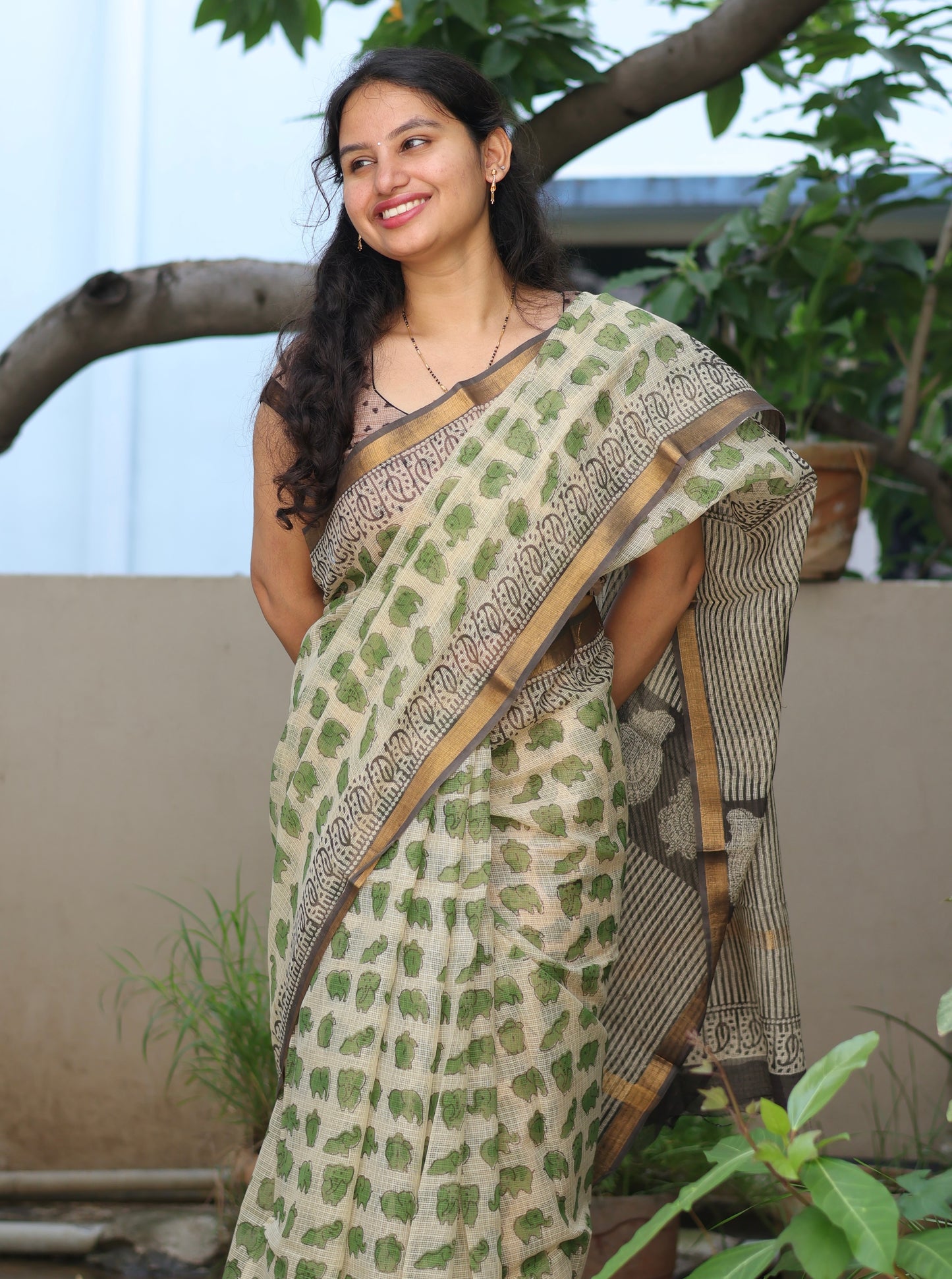 Bagru Hand block printed Kota Doriya Saree