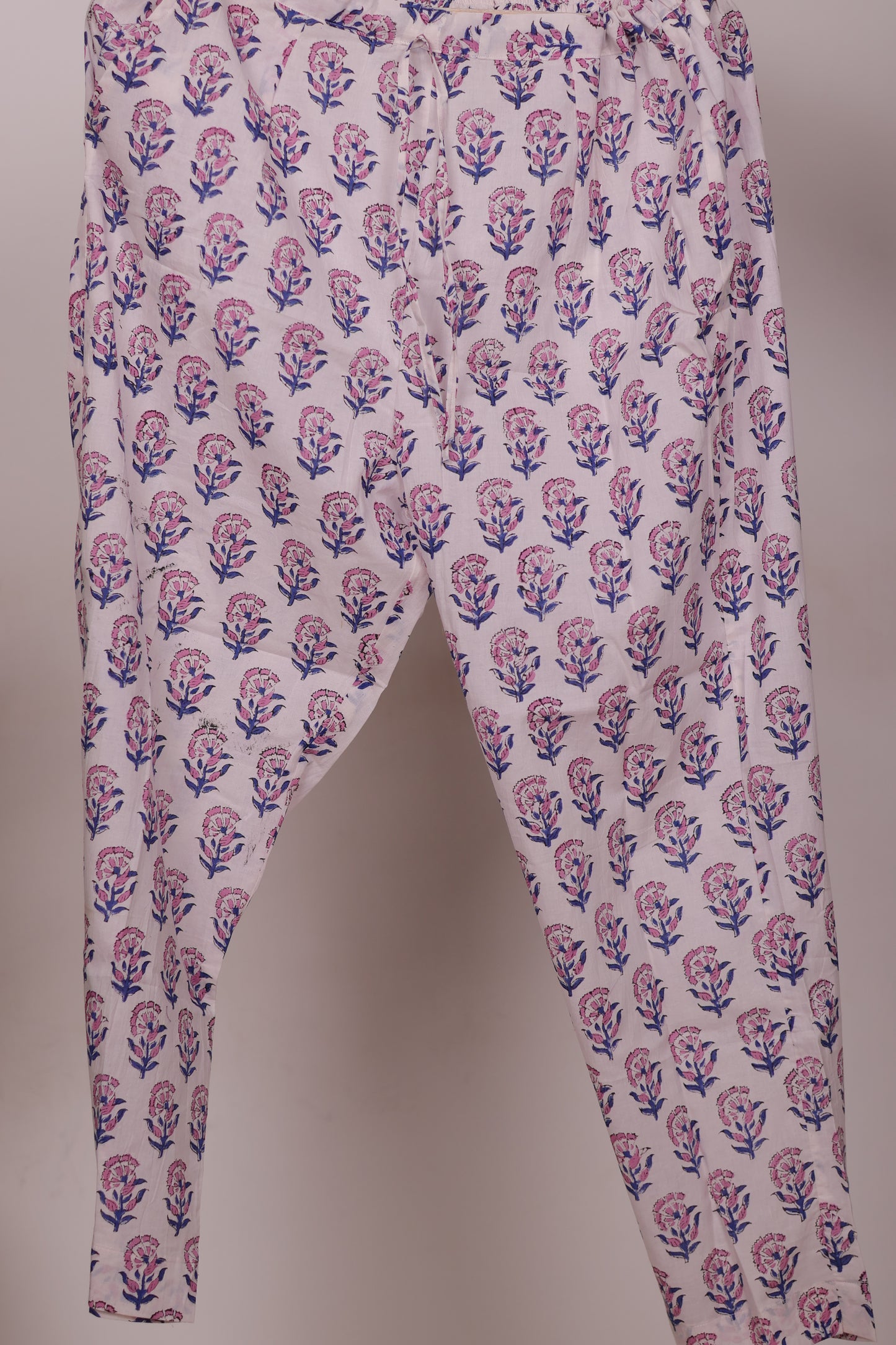 Blue Handblock printed Pure Mul Cotton with Kota Duppata 3 piece suit (stitched)