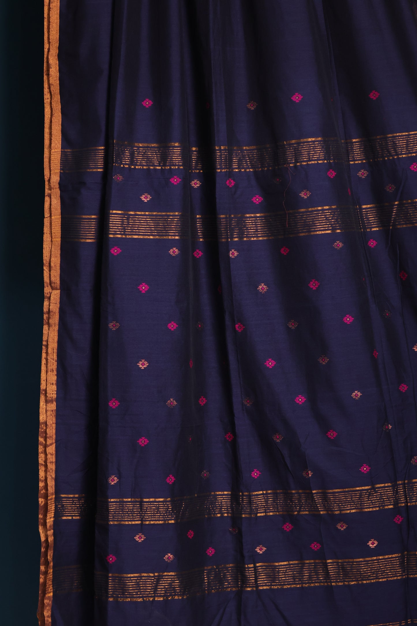 Blue Pure Handwoven Mercerised Cotton Saree with Mina Jari Butta Weaving