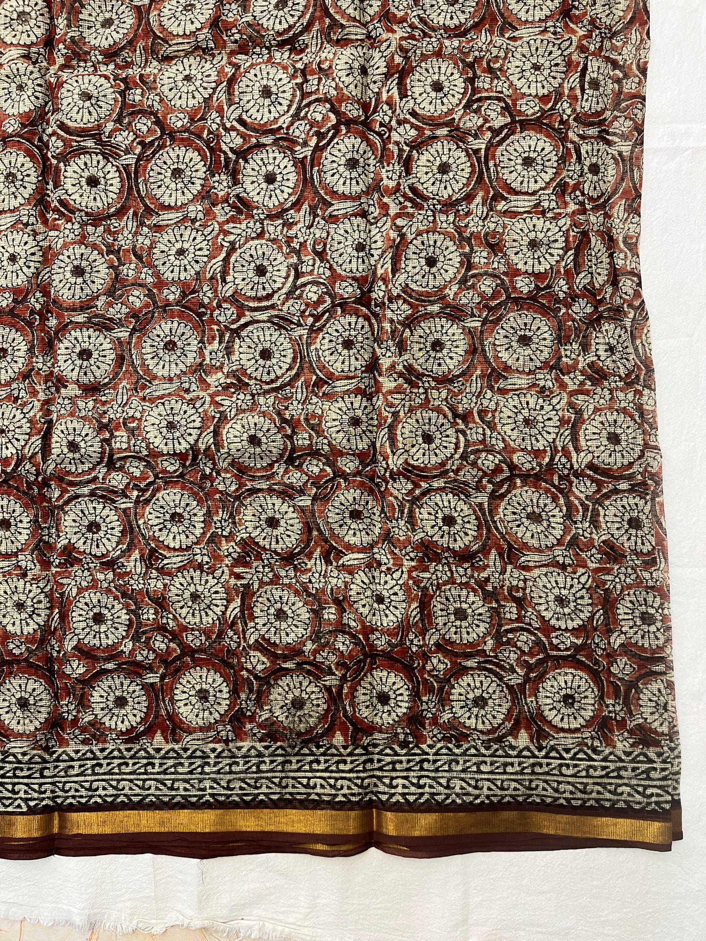 Kalamkari Hand block printed Kota Doriya Saree