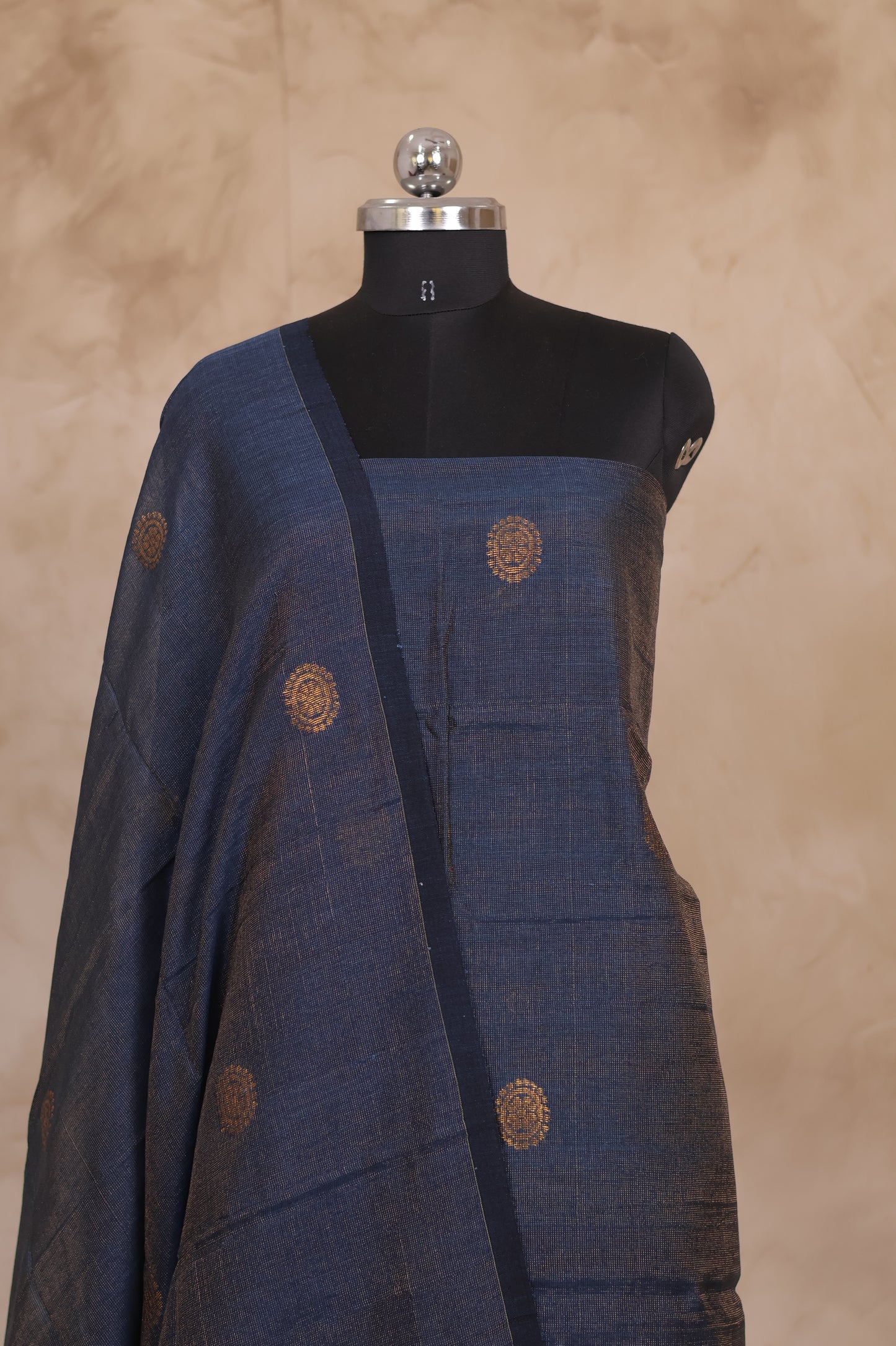 Grey Handwoven Jamdhani weaving Tissue Linen 2 piece suit sets | Looms & Tassels