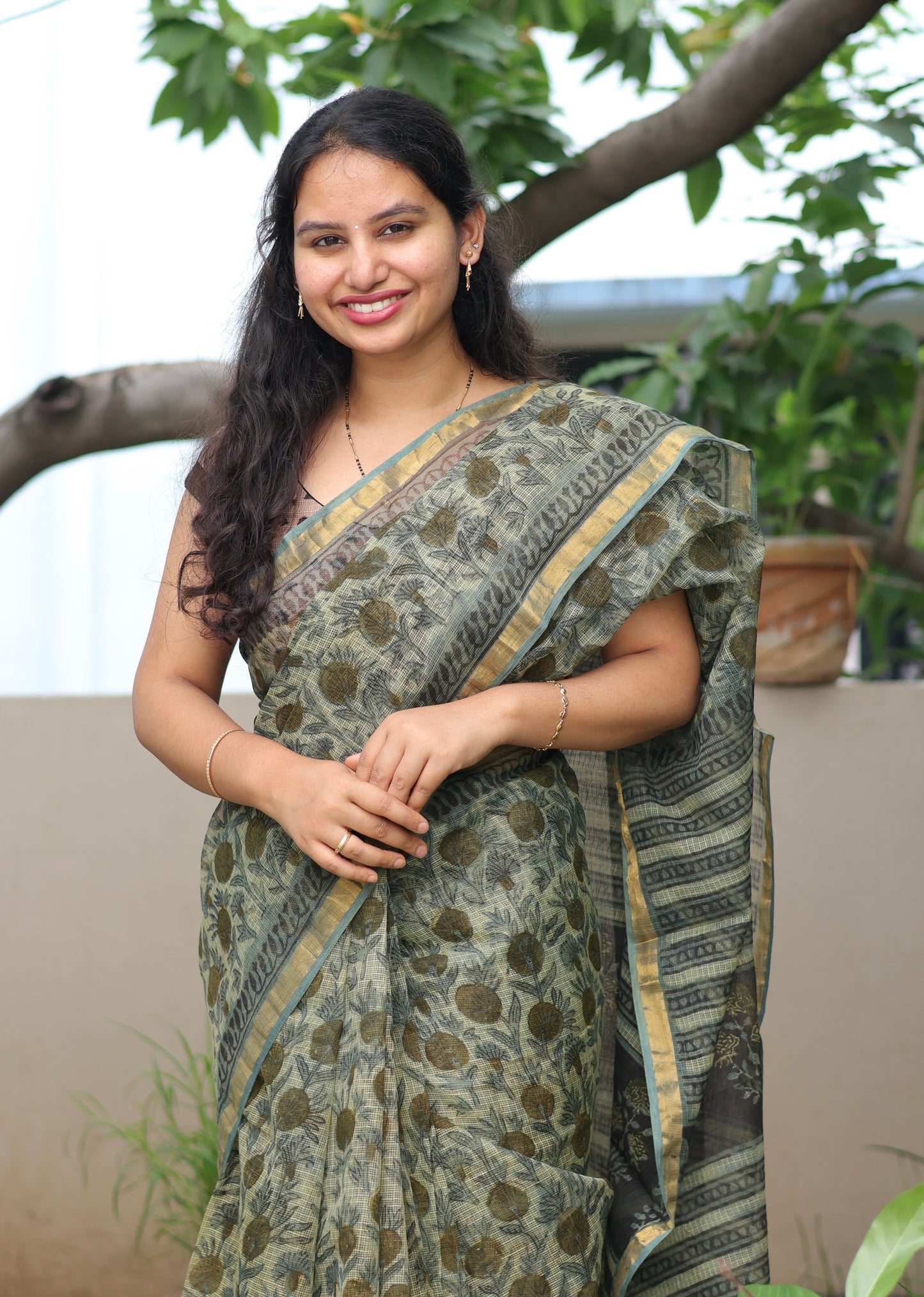 Bagru Hand block printed Kota Doriya Saree