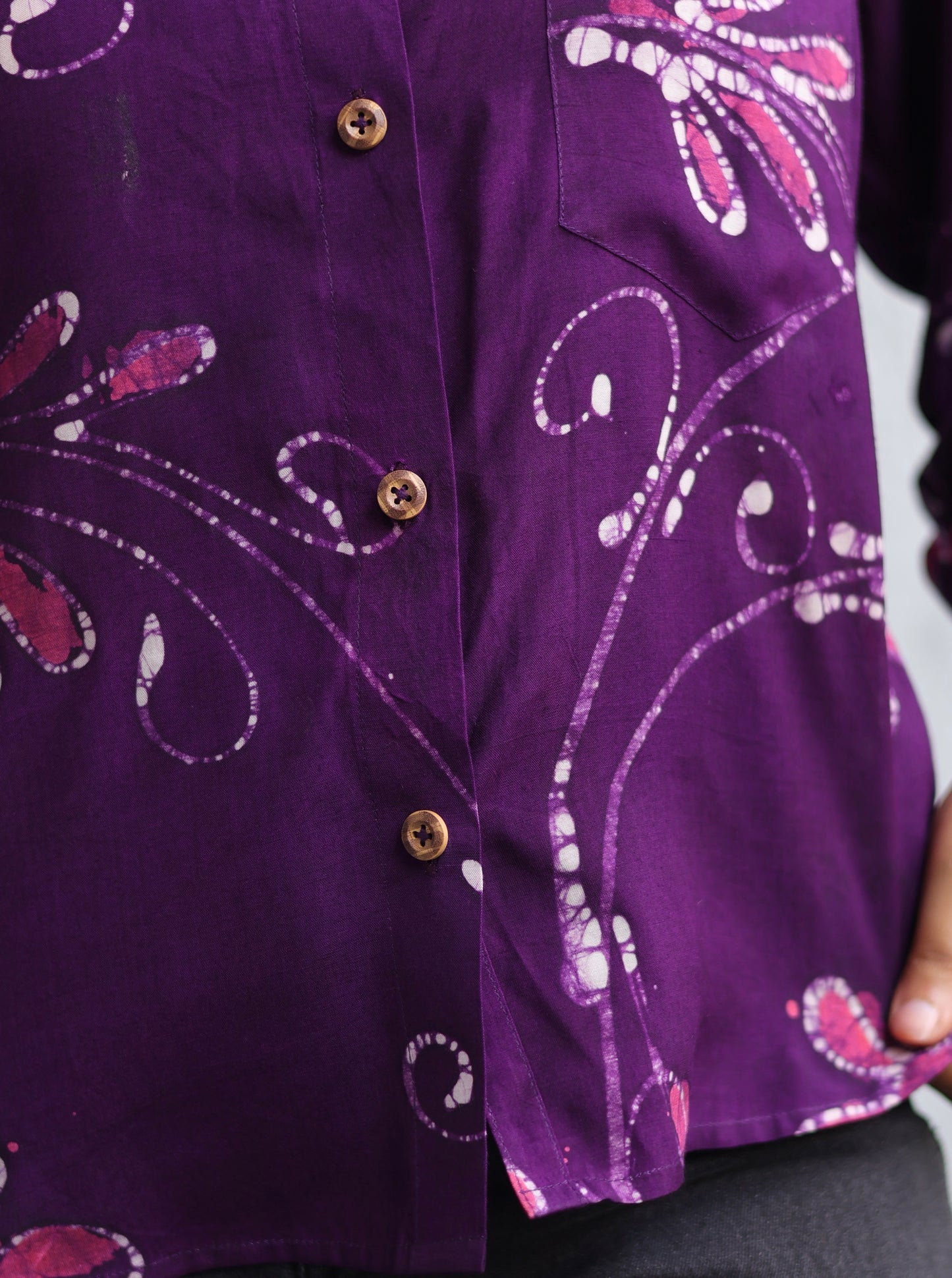 Purple Hand Drawn Batik Shirt