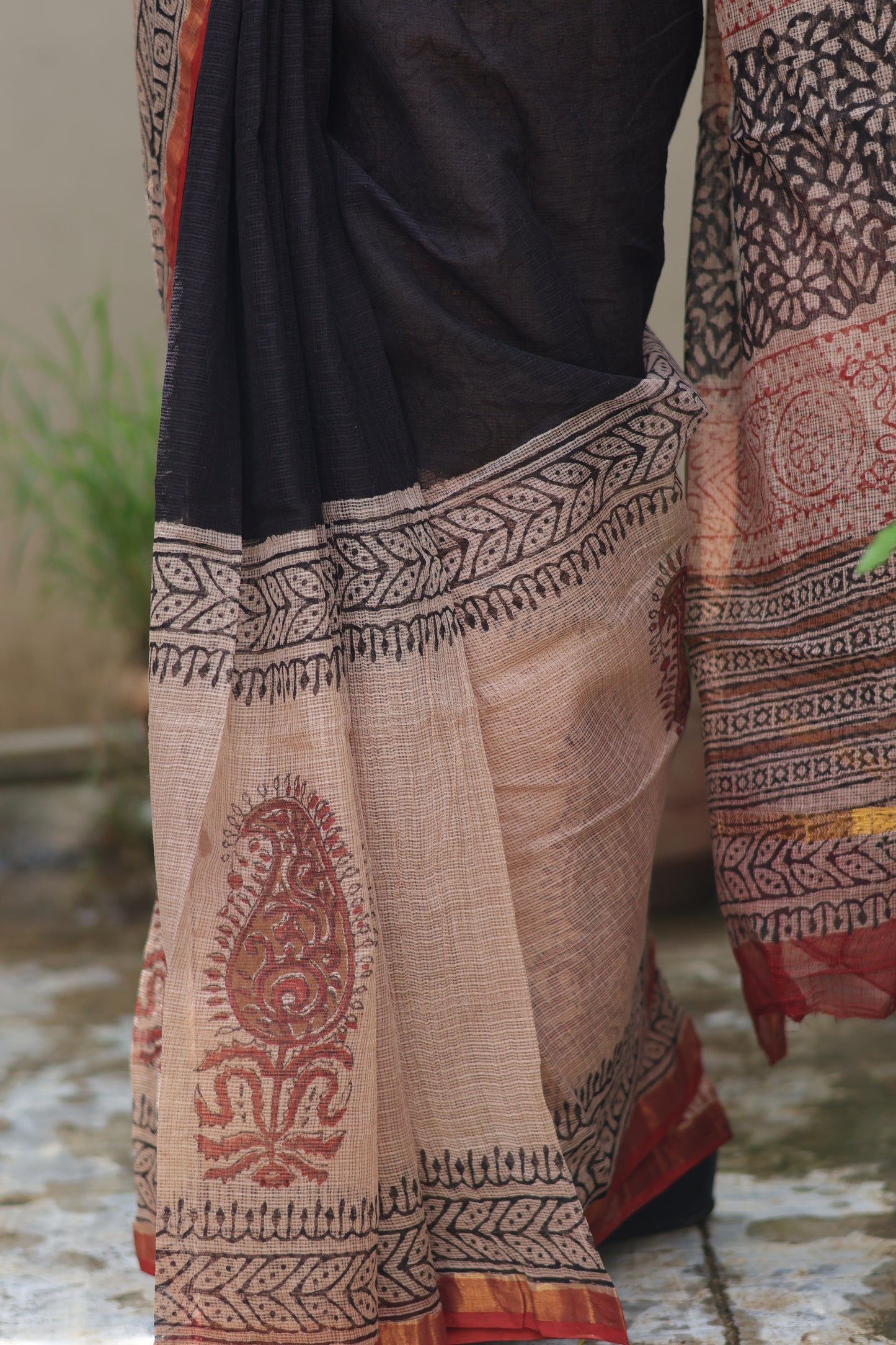 Bagru Hand block printed Kota Doriya Saree