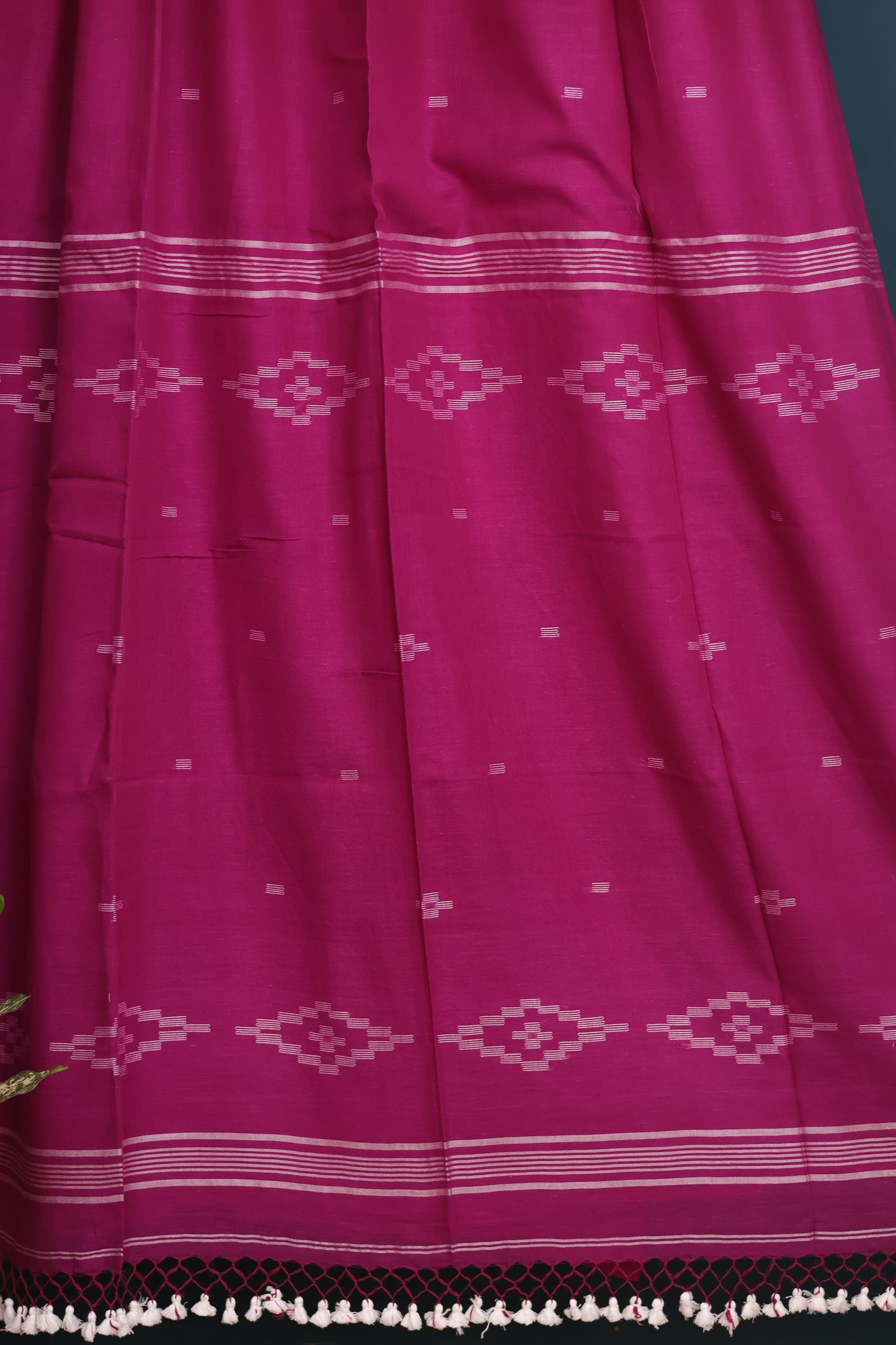 Pure Handwoven Malai Cotton Saree with Butta Weaving