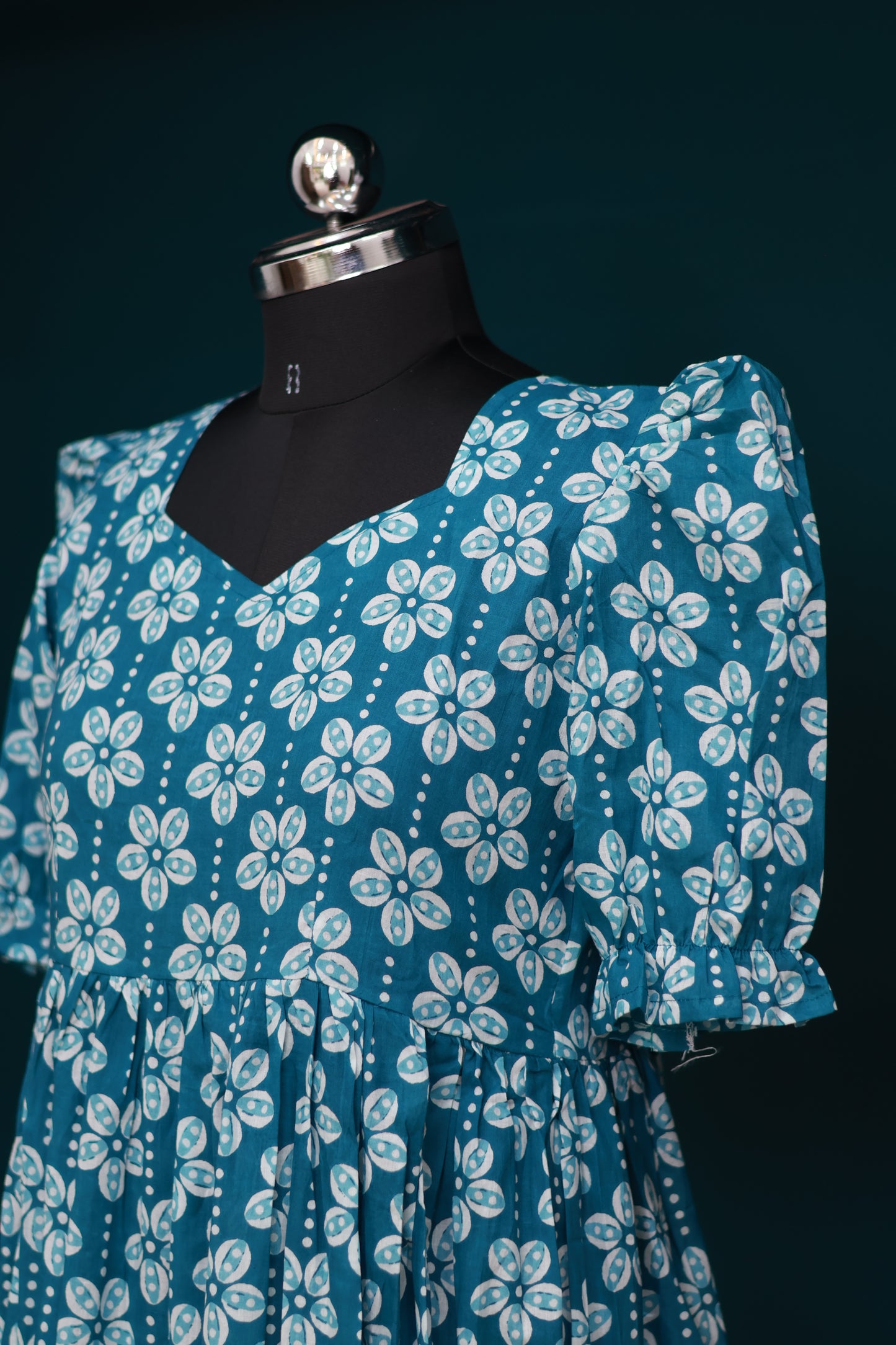 Rama Blue bagru pure cotton frock