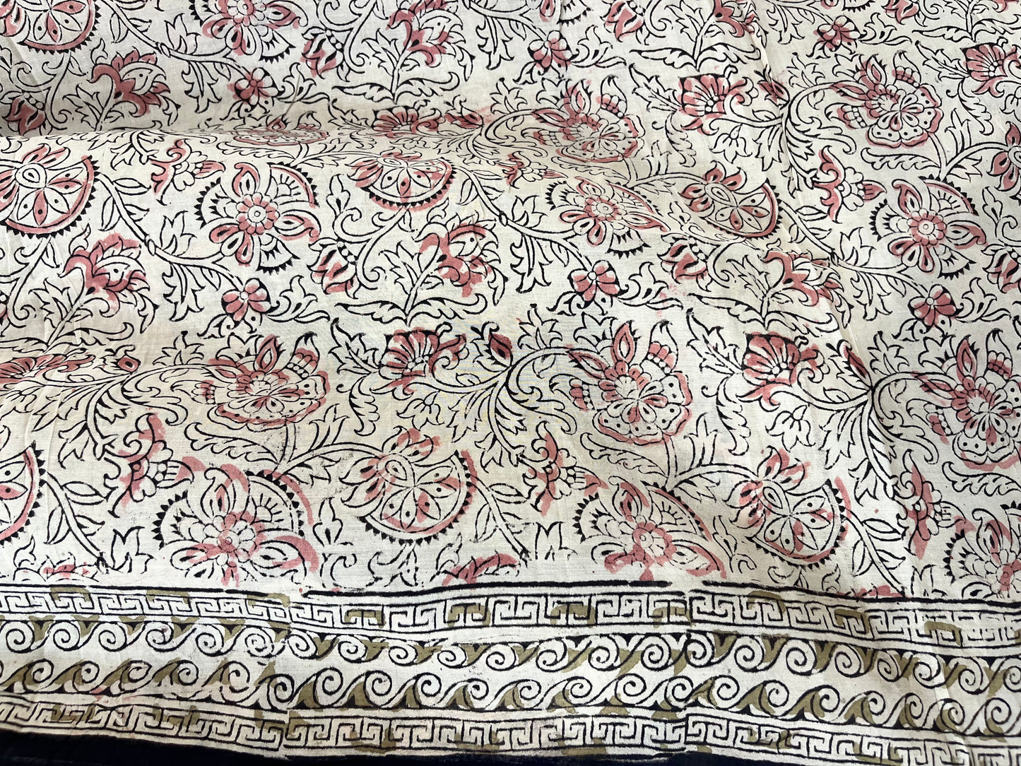Hand block printed Kalamkari Silk Saree