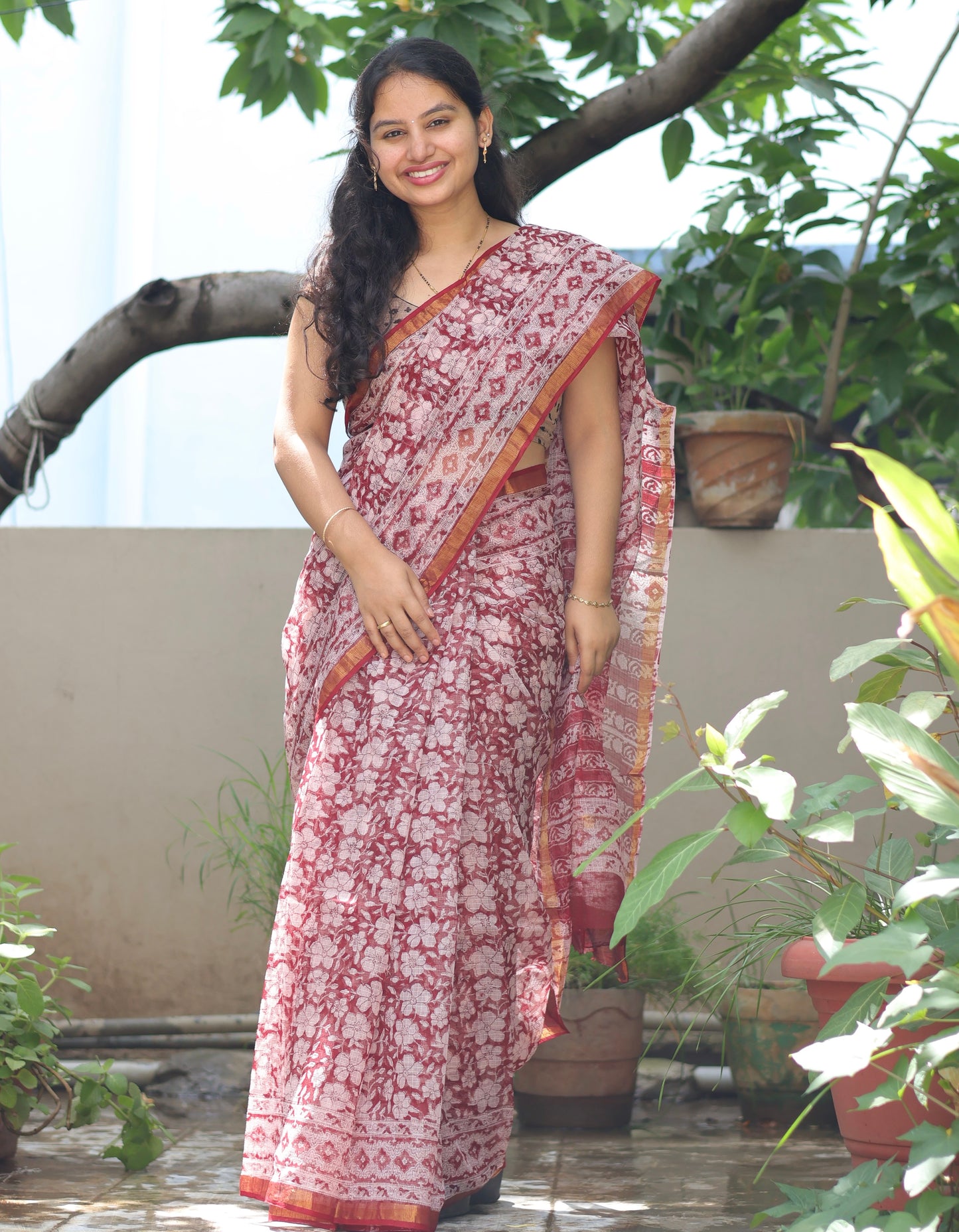 Bagru Hand block printed Kota Doriya Saree