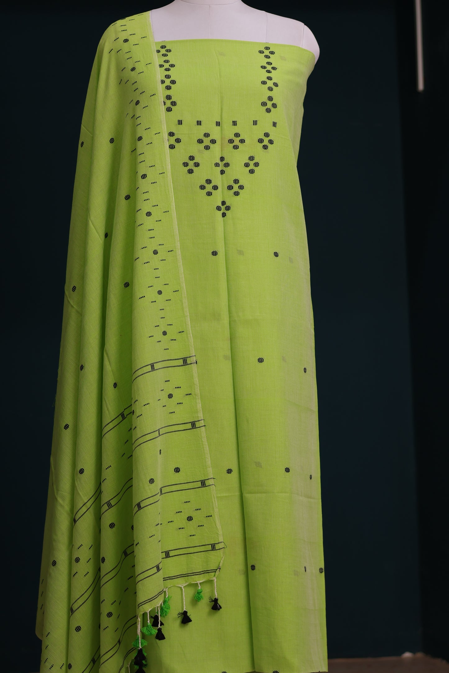 Handwoven weaving butta pure Malai cotton 2 piece suit sets