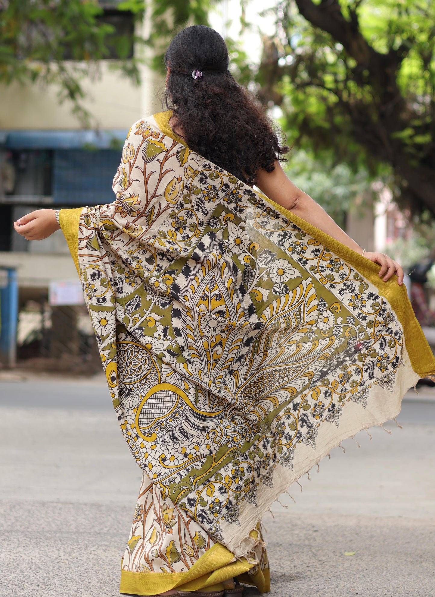 Nizam Border Kalamkari Silk Sare