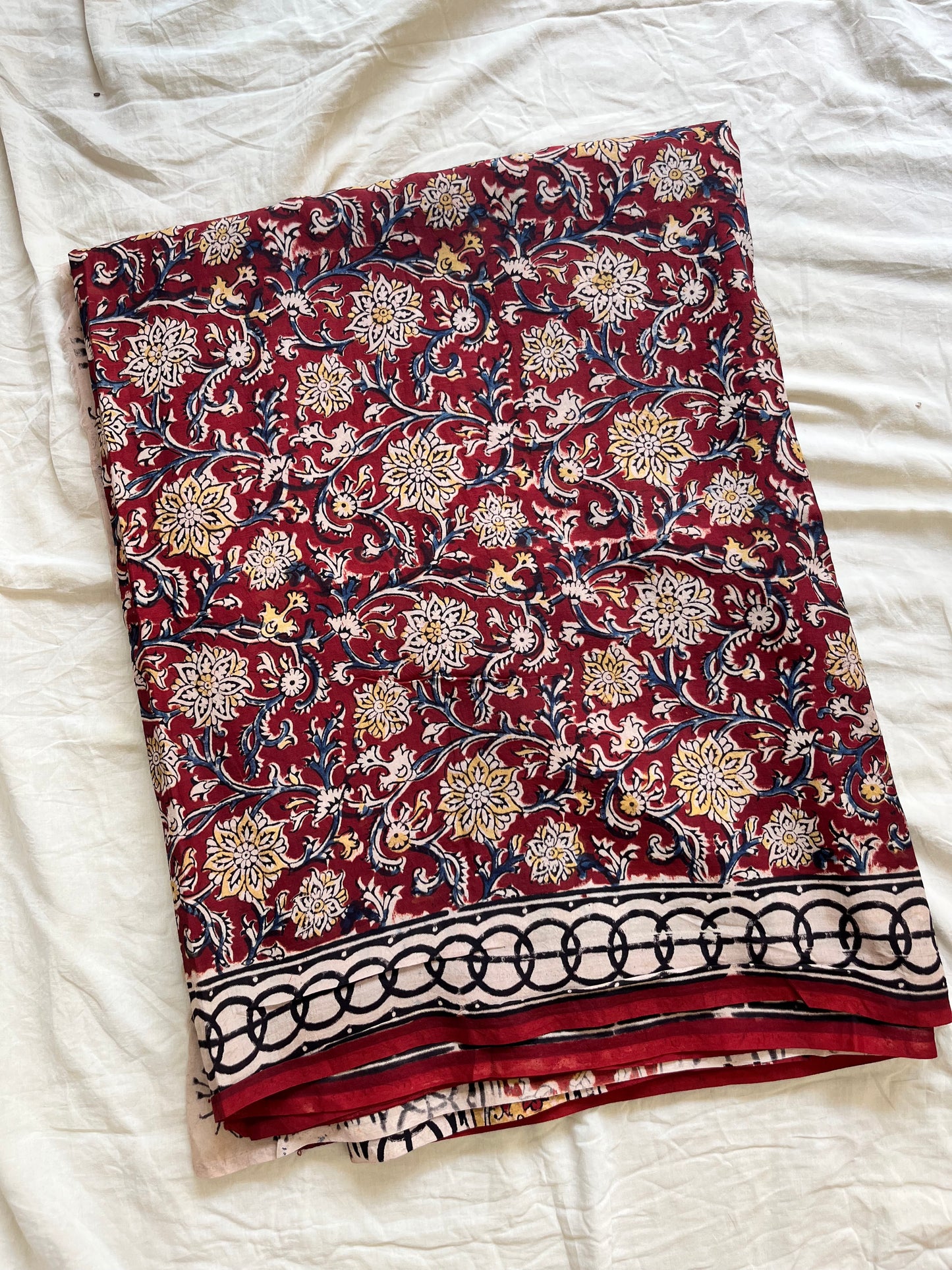 Hand block printed Kalamkari Silk Saree