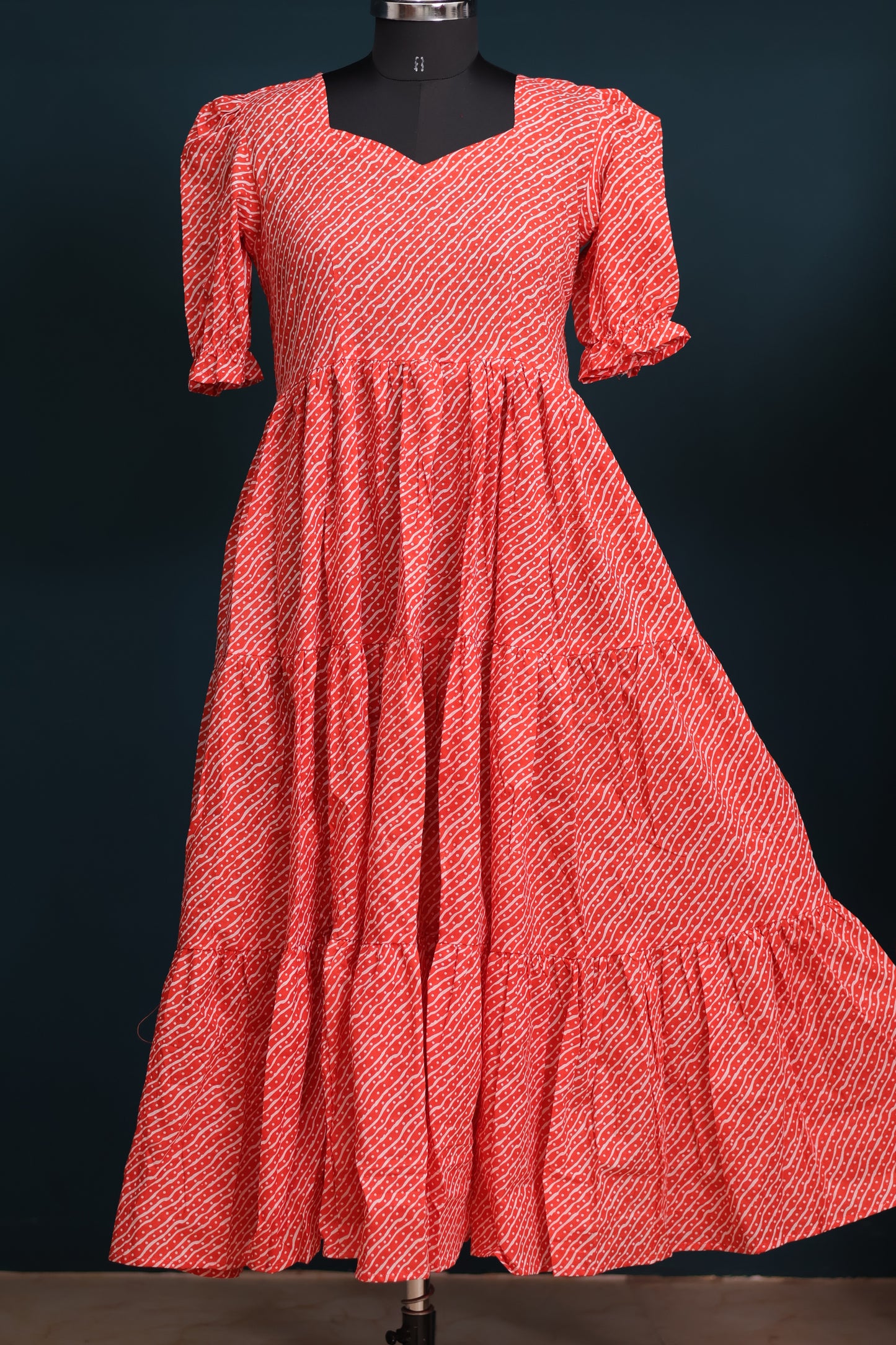 Orange bagru pure cotton frock