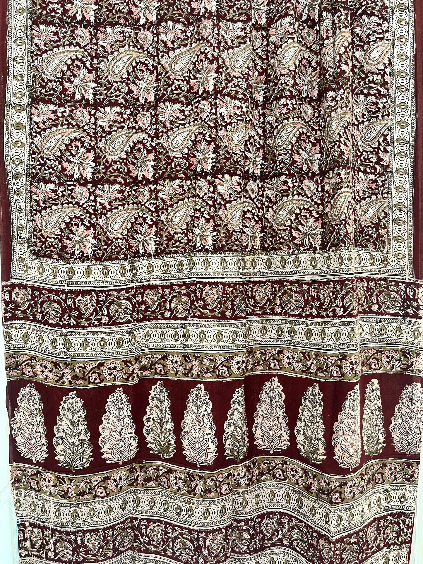 Hand block printed Kalamkari Silk Saree