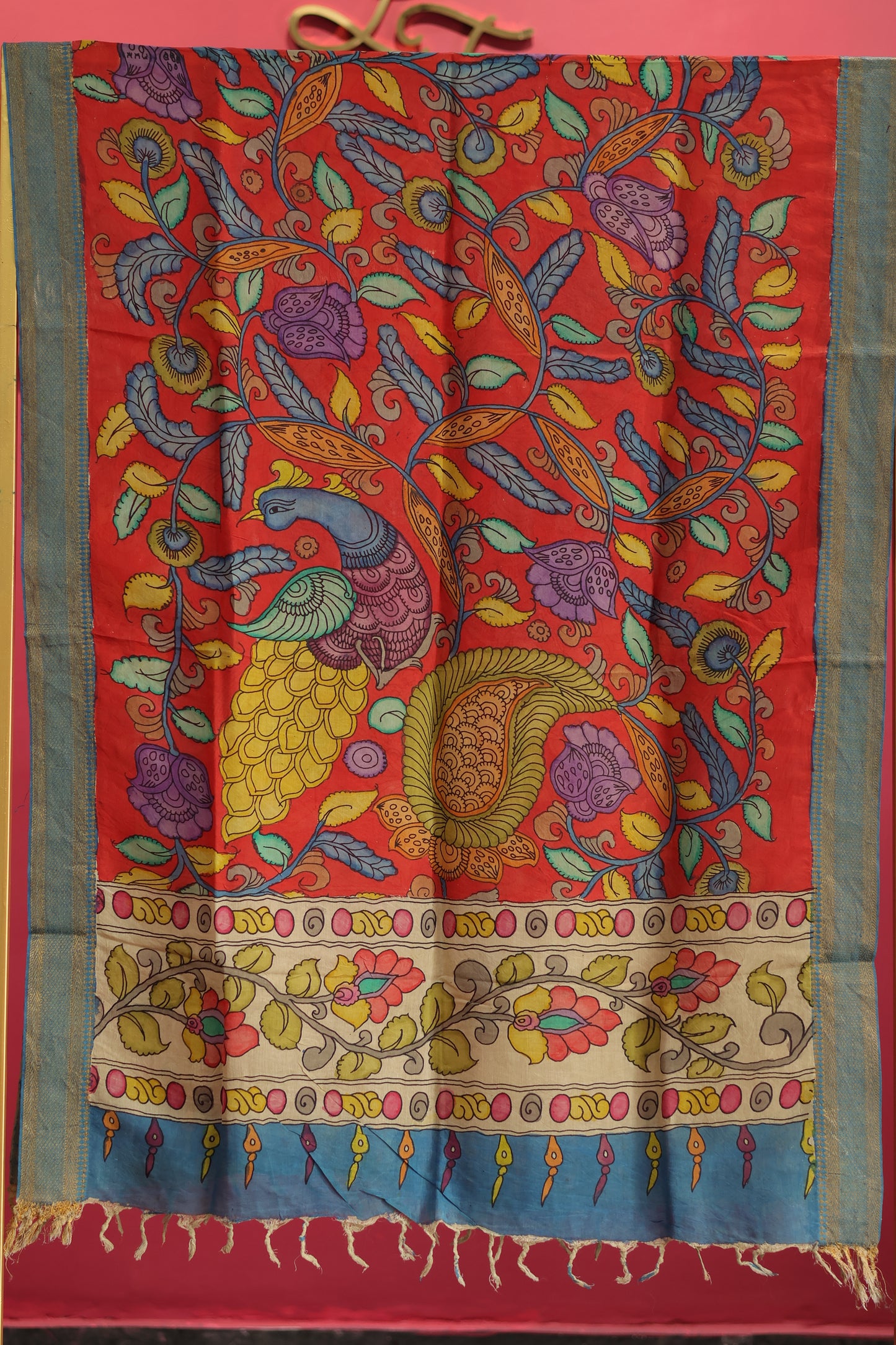 Pen Kalamkari chennur silk duppata