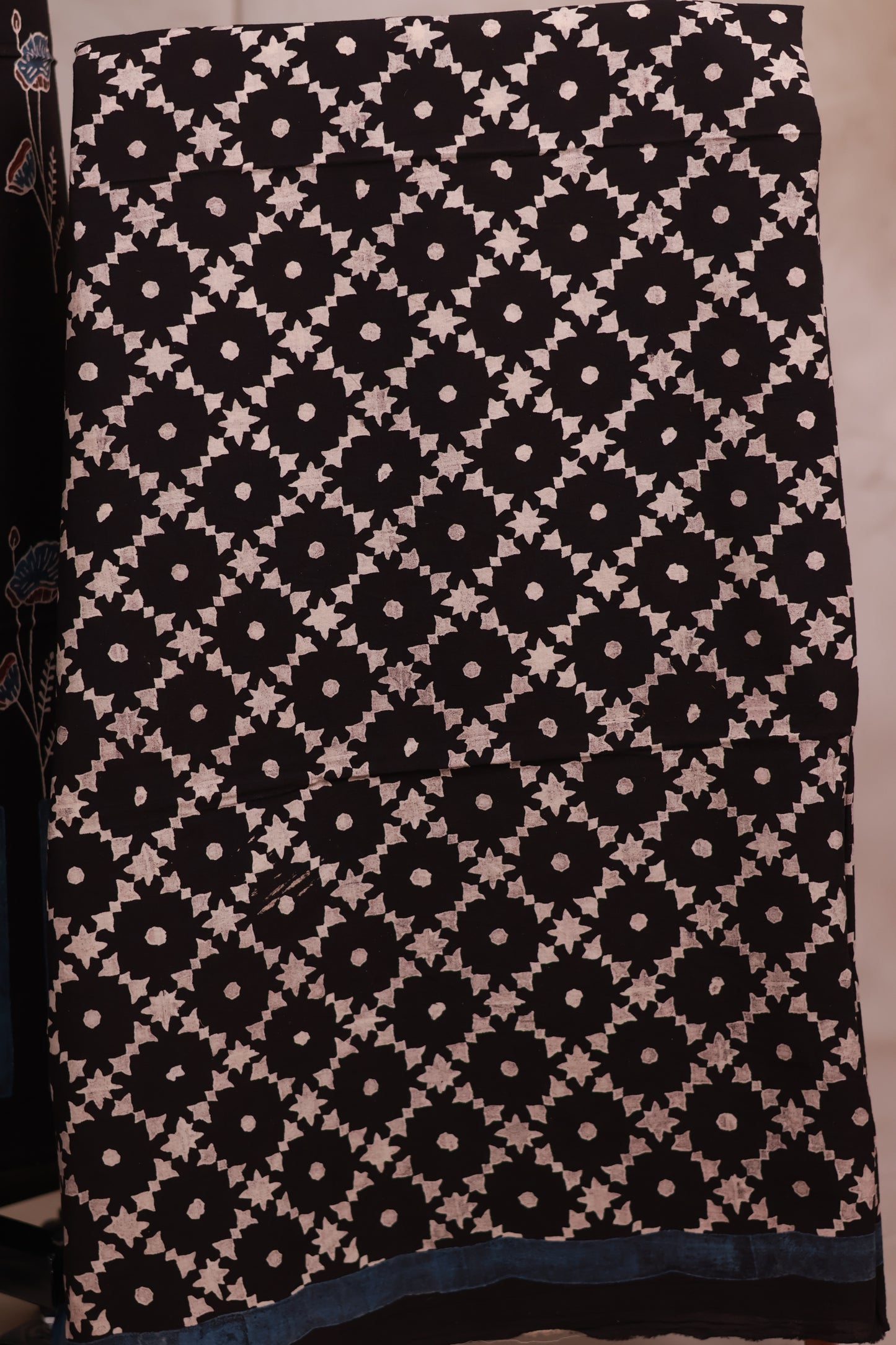 Black Ajrakh Handblock Printed Pure Cotton 2 Piece Suit Set | Looms & Tassels