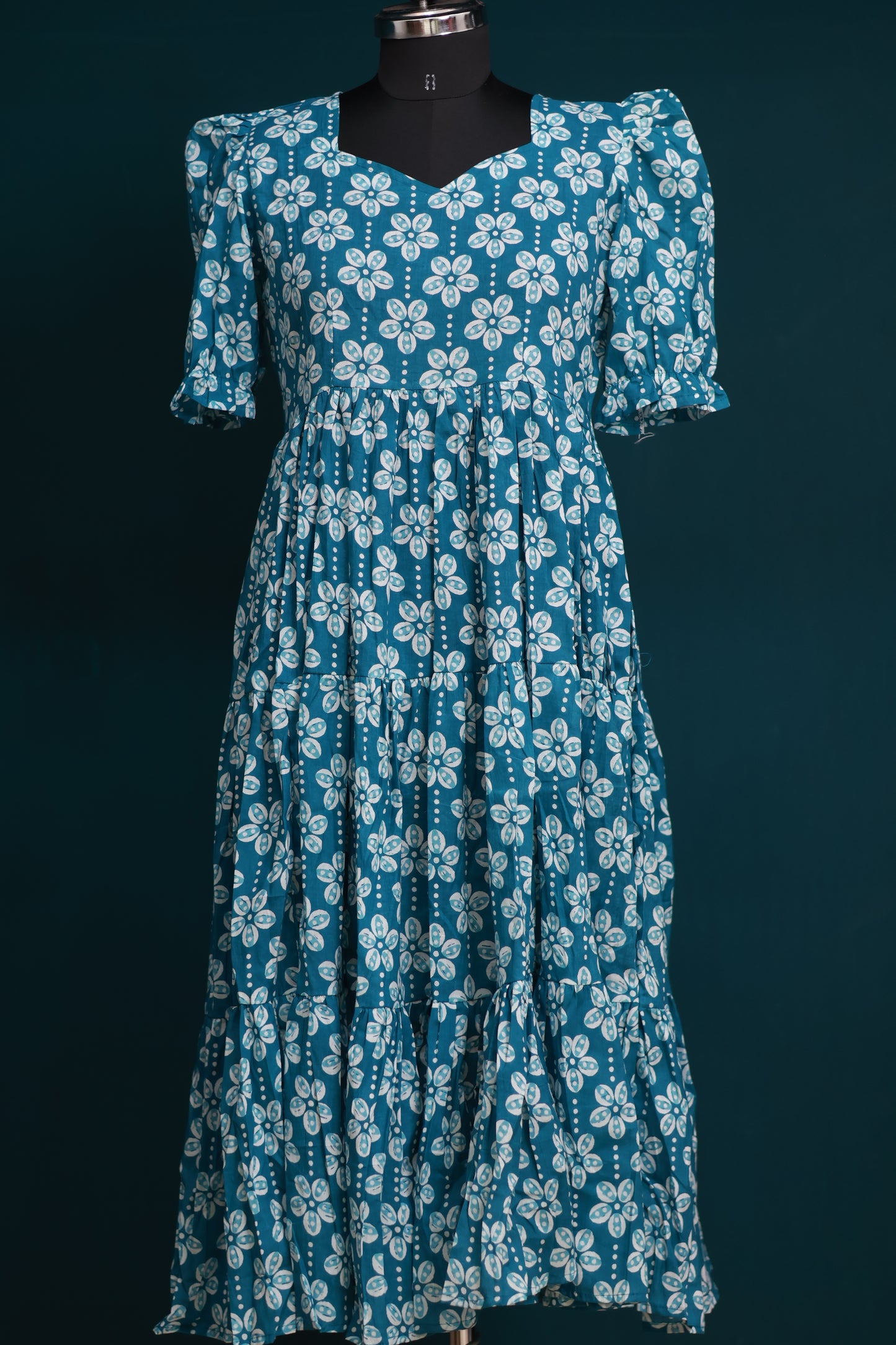 Rama Blue bagru pure cotton frock