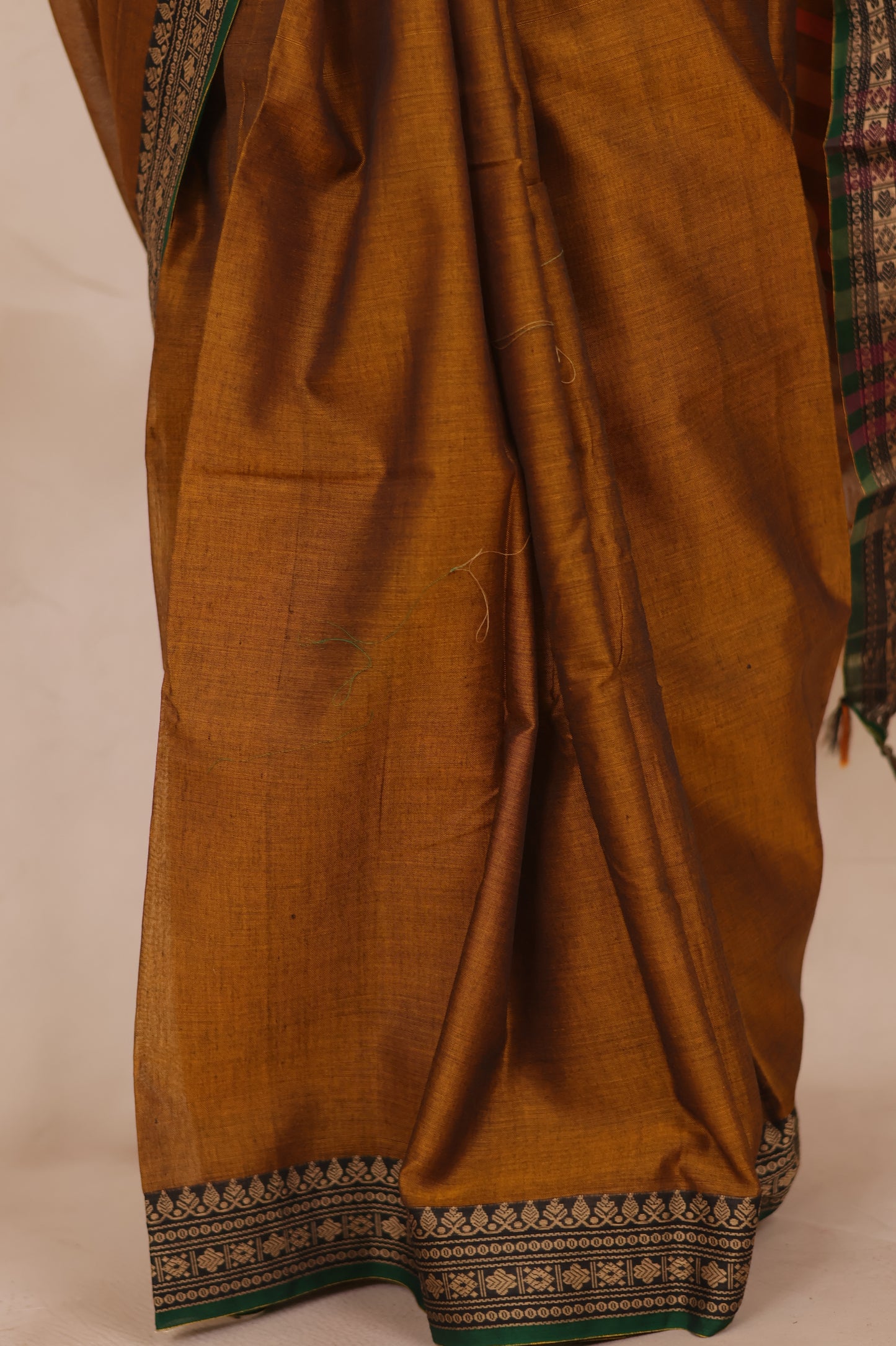 Mustard Narayanpet Cotton Saree | Looms & Tassels