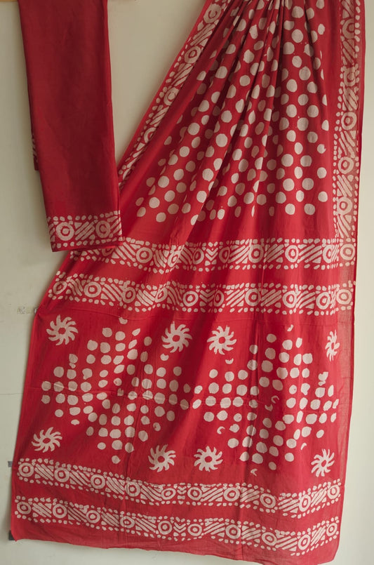 Bagru Handblock printed MulMul cotton saree