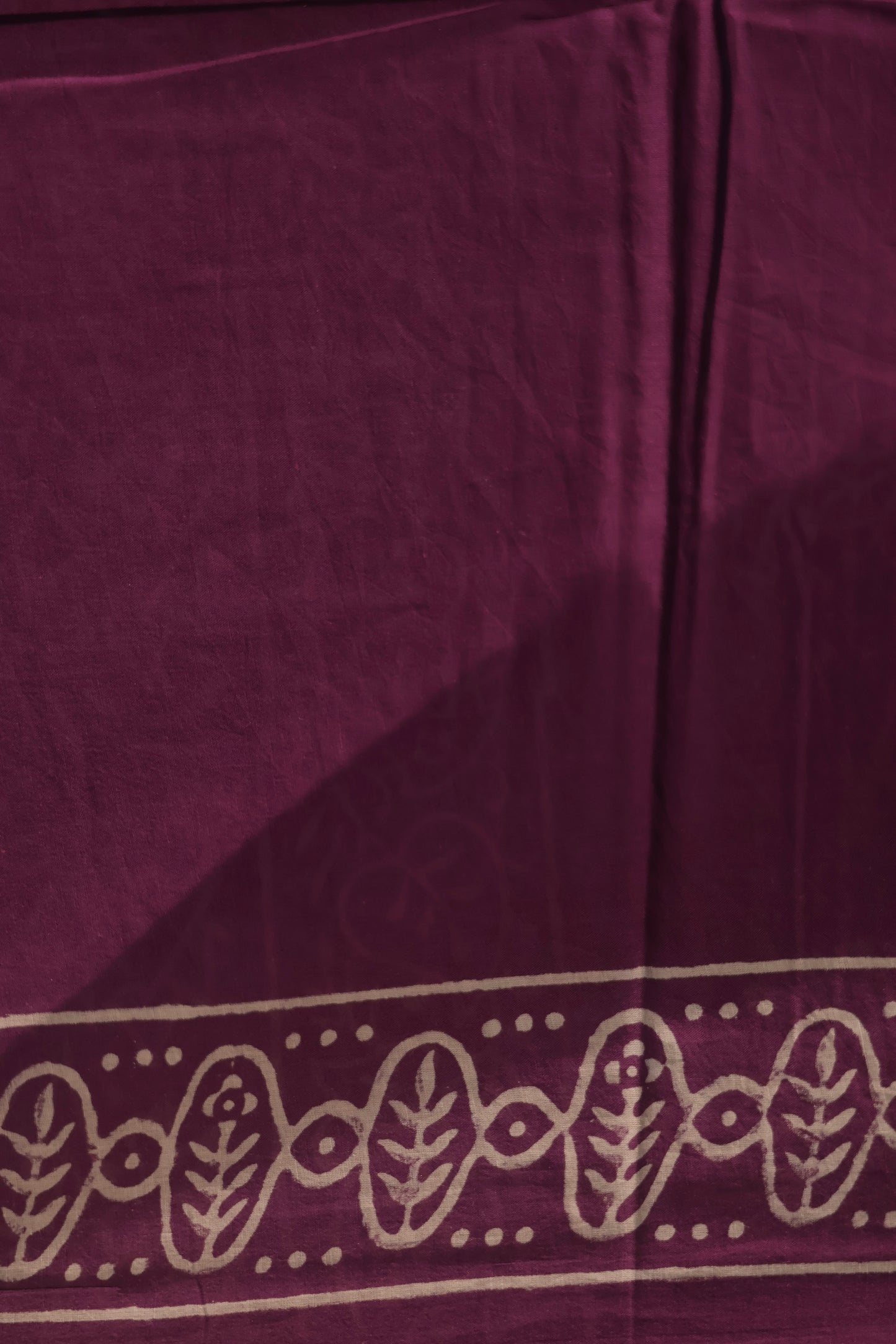 Purple Bagru Handblock printed MulMul cotton saree