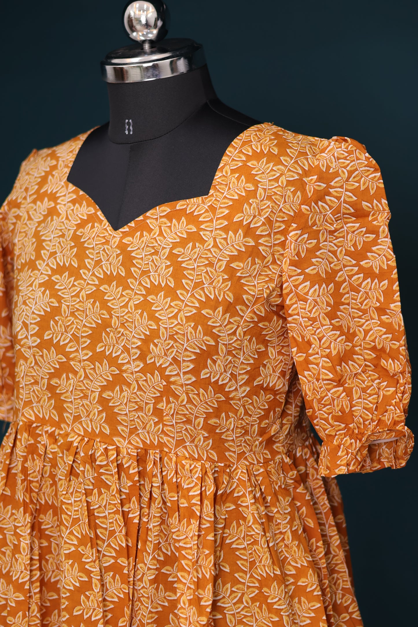 Mustard Yellow Bagru pure cotton frock