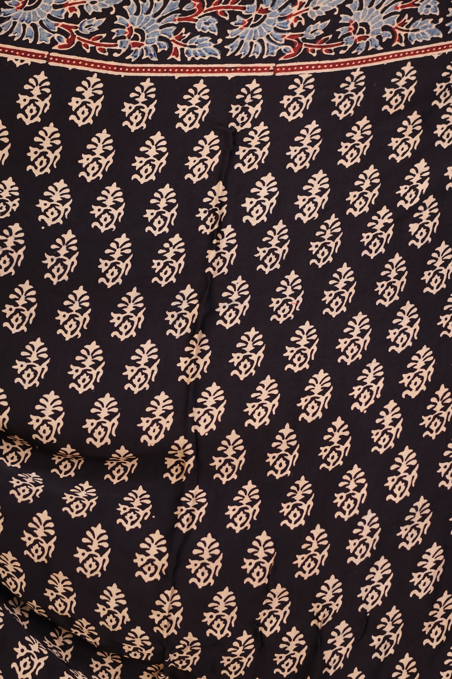 Pure Ajrakh Hand Block Printed Modal Silk Saree