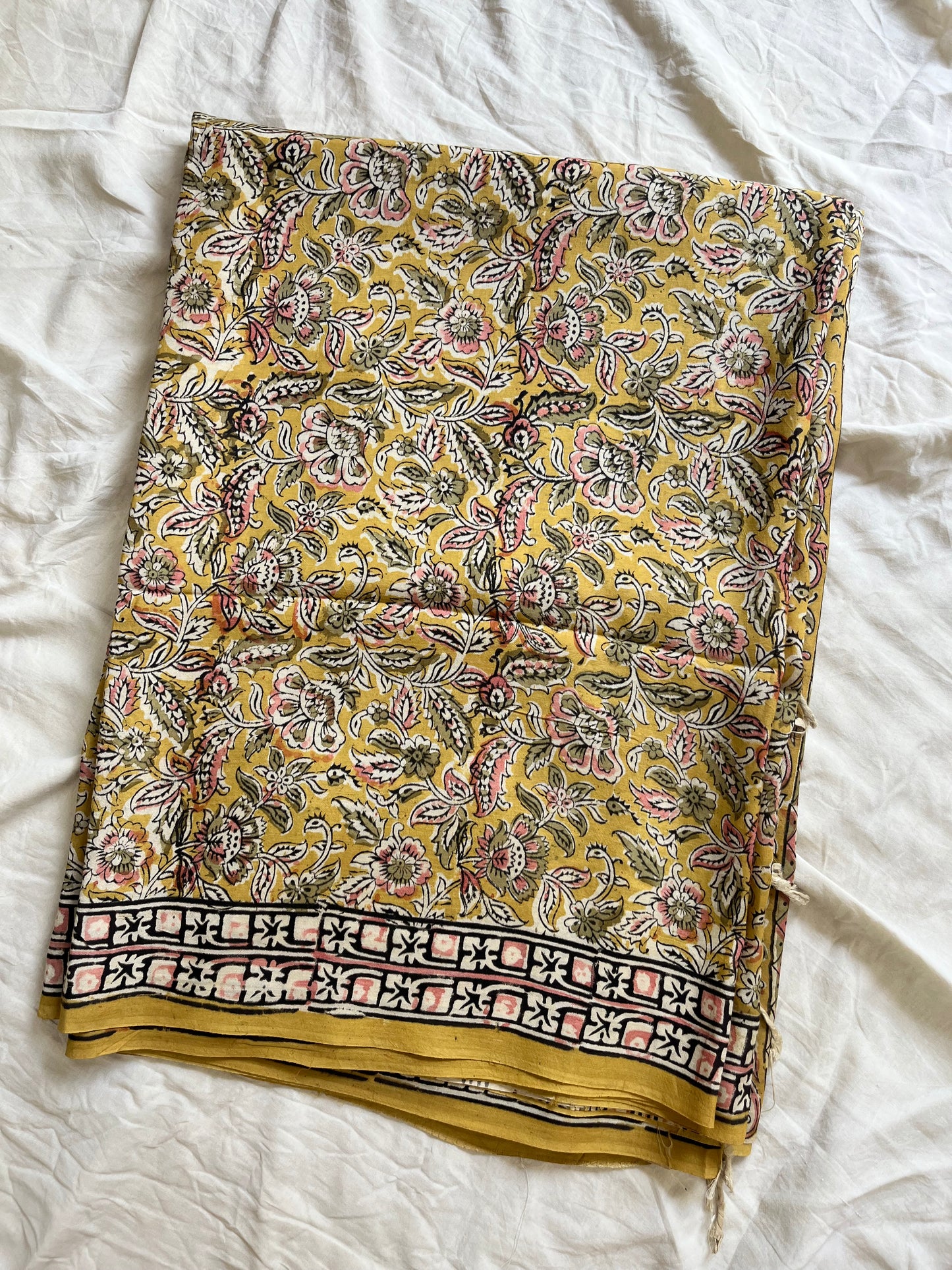 Hand block printed Kalamkari Silk Saree