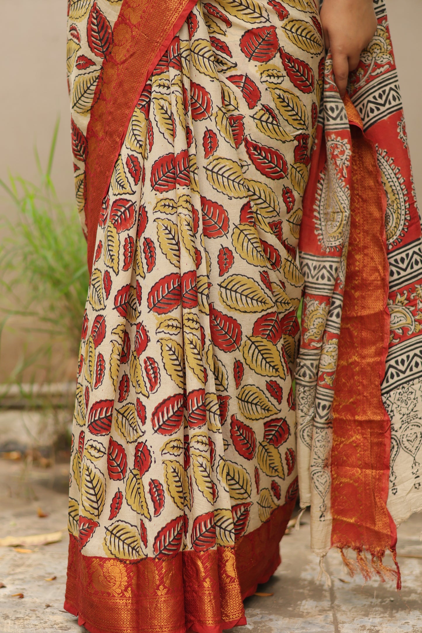 Kanchi border Kalamkari chennur silk saree