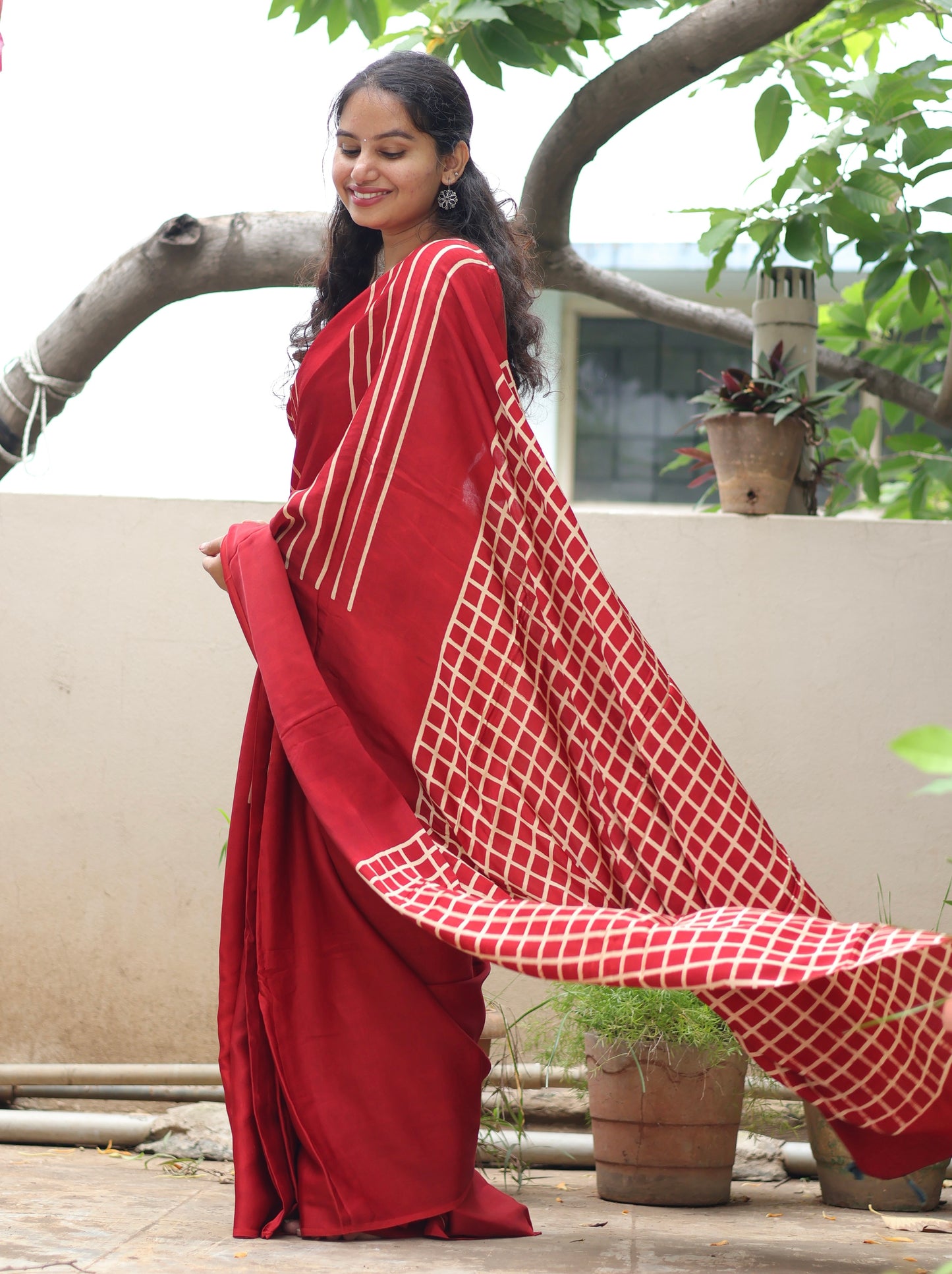 Ajrakh Modal Silk Saree
