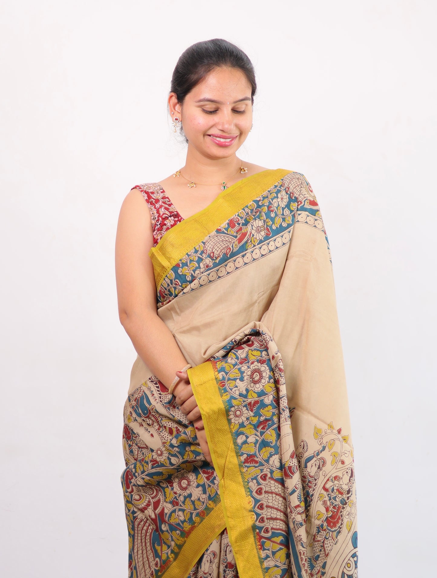 Nizam Border Kalamkari Silk Saree