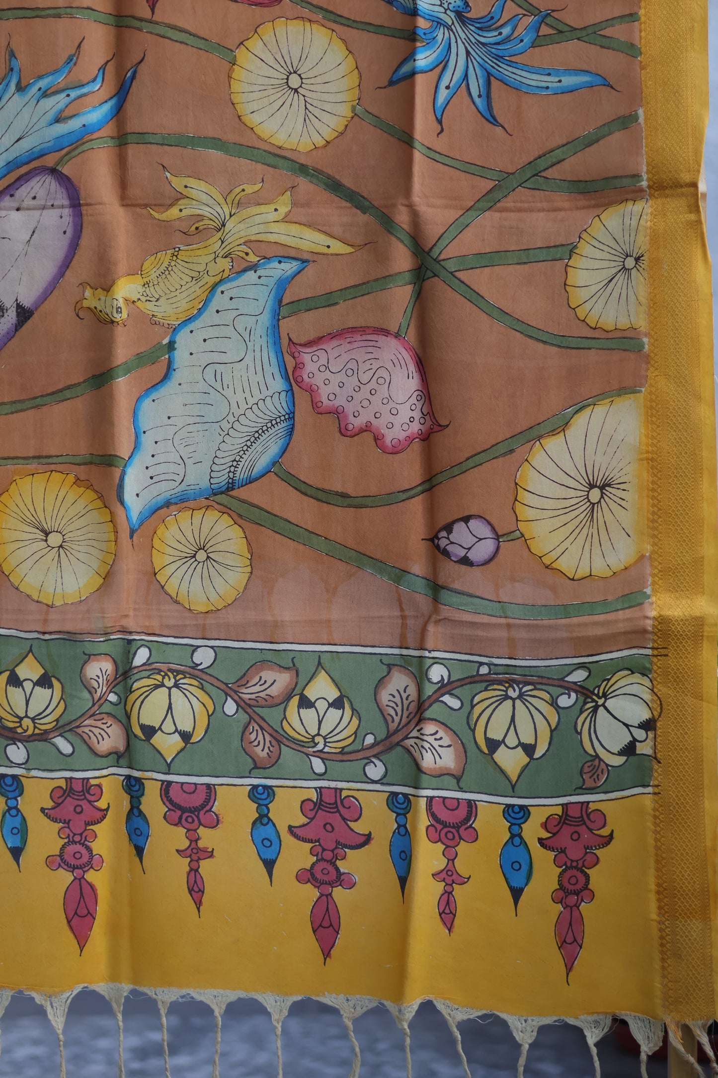 Pen Kalamkari chennur silk duppata