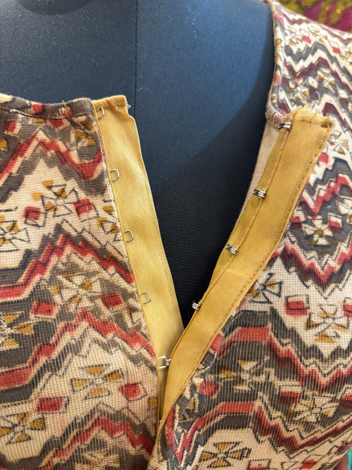 Round neck Stretchable Hand block printed kalamkari blouse with front hooks