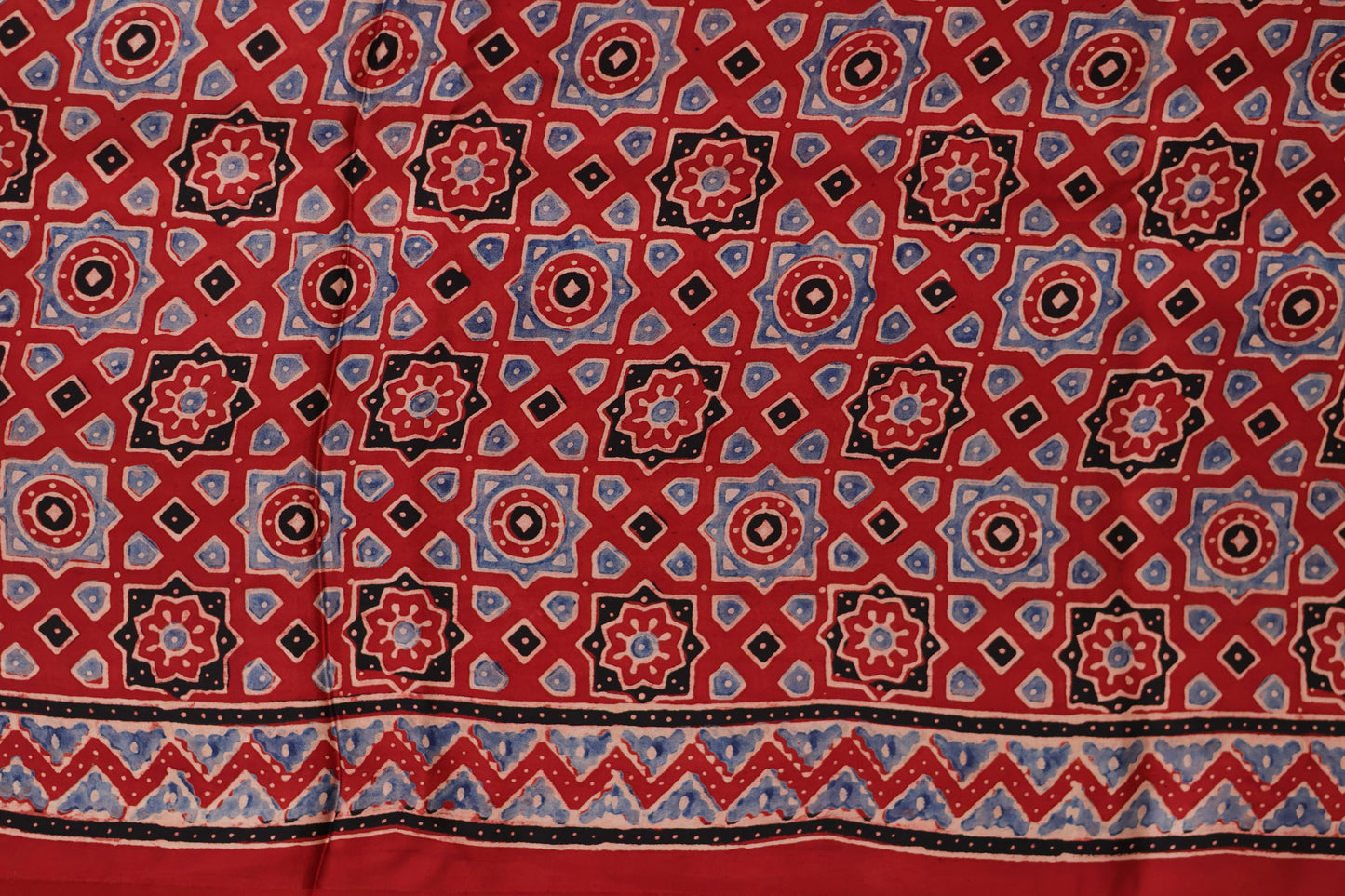 Red Ajrakh Modal Silk Saree