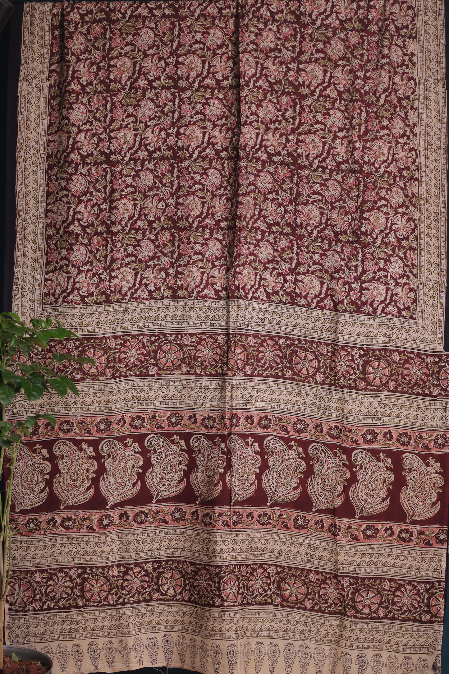 Hand block printed Kalamkari Silk Saree