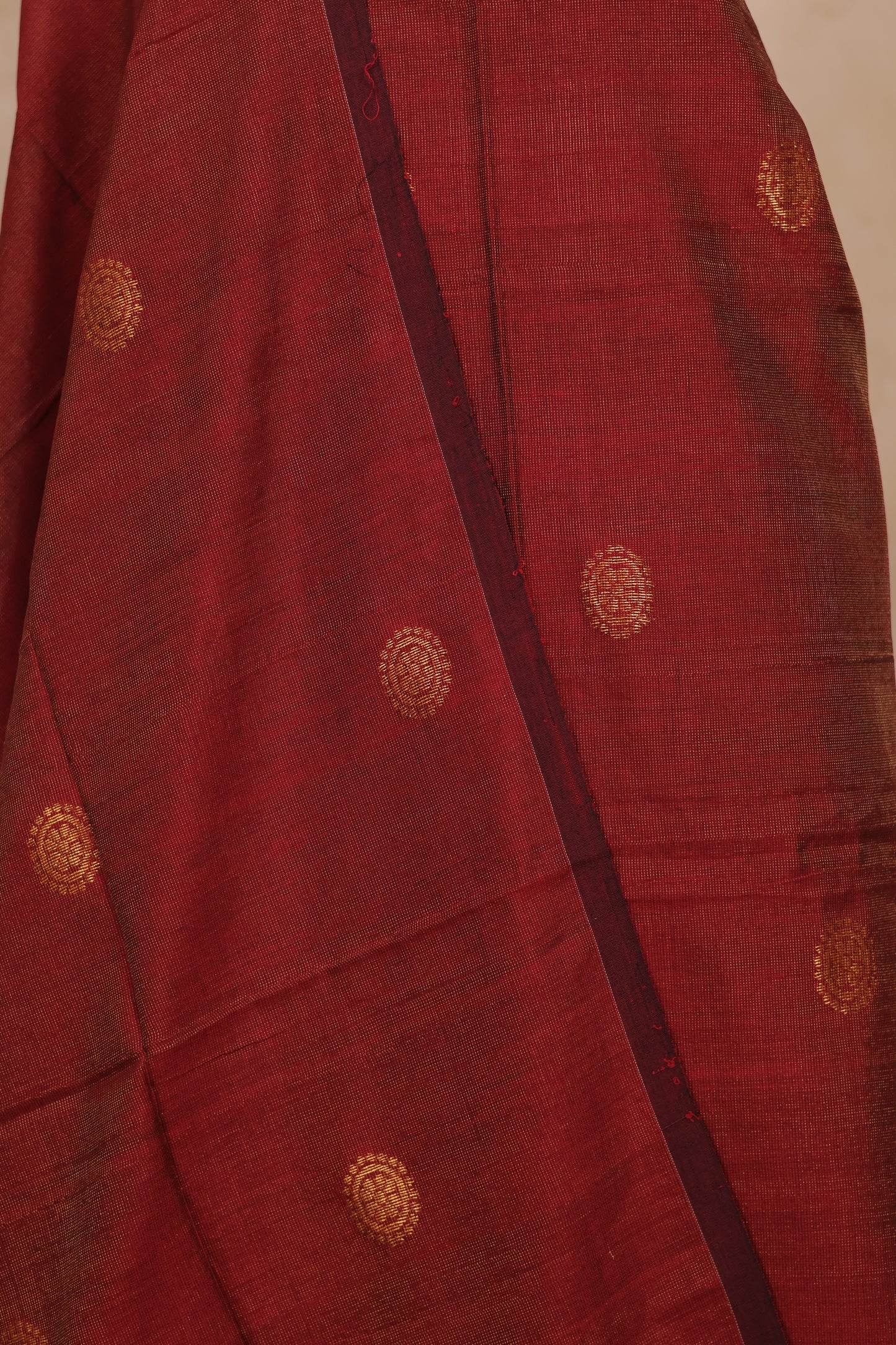 Rust Orange Handwoven Jamdhani weaving Tissue Linen 2 piece suit sets | Looms & Tassels