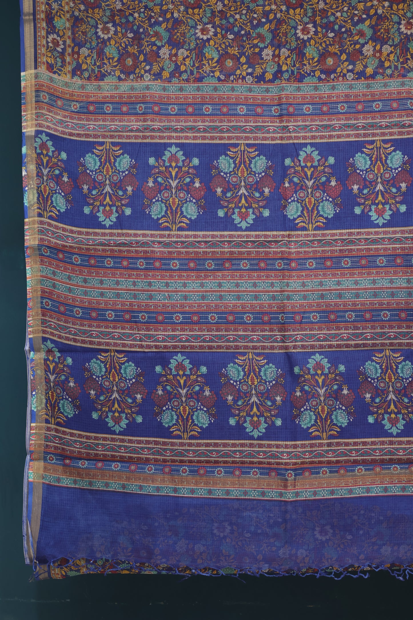Blue Digital printed Kota Doria Saree