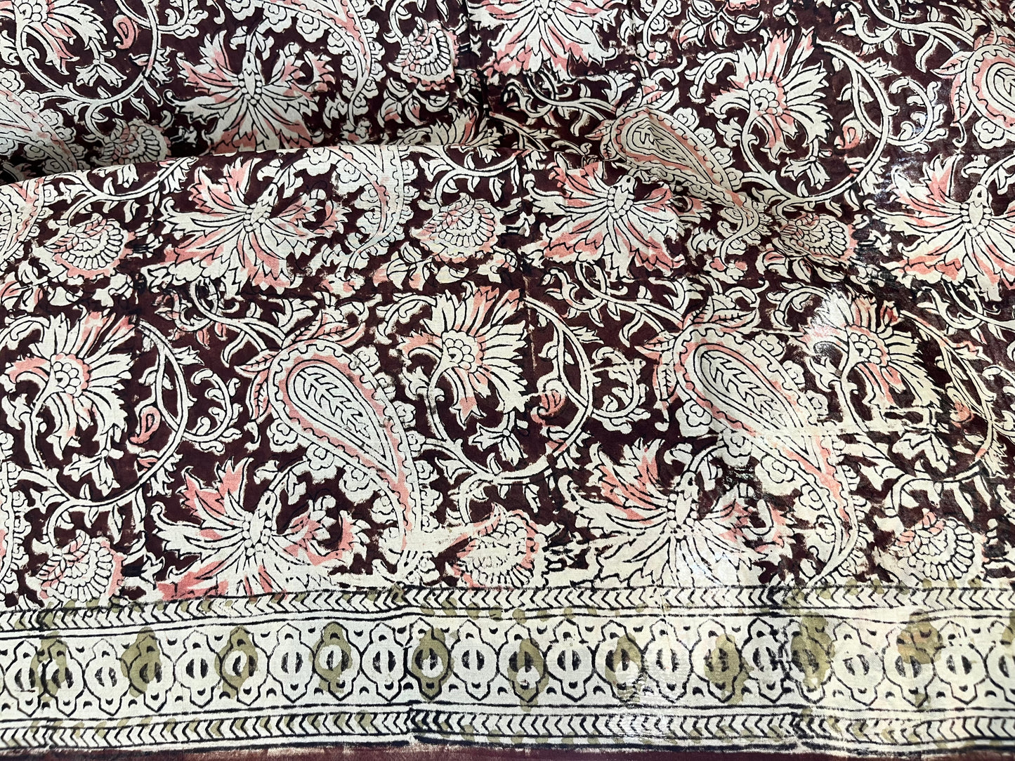 Hand block printed Kalamkari Silk Saree