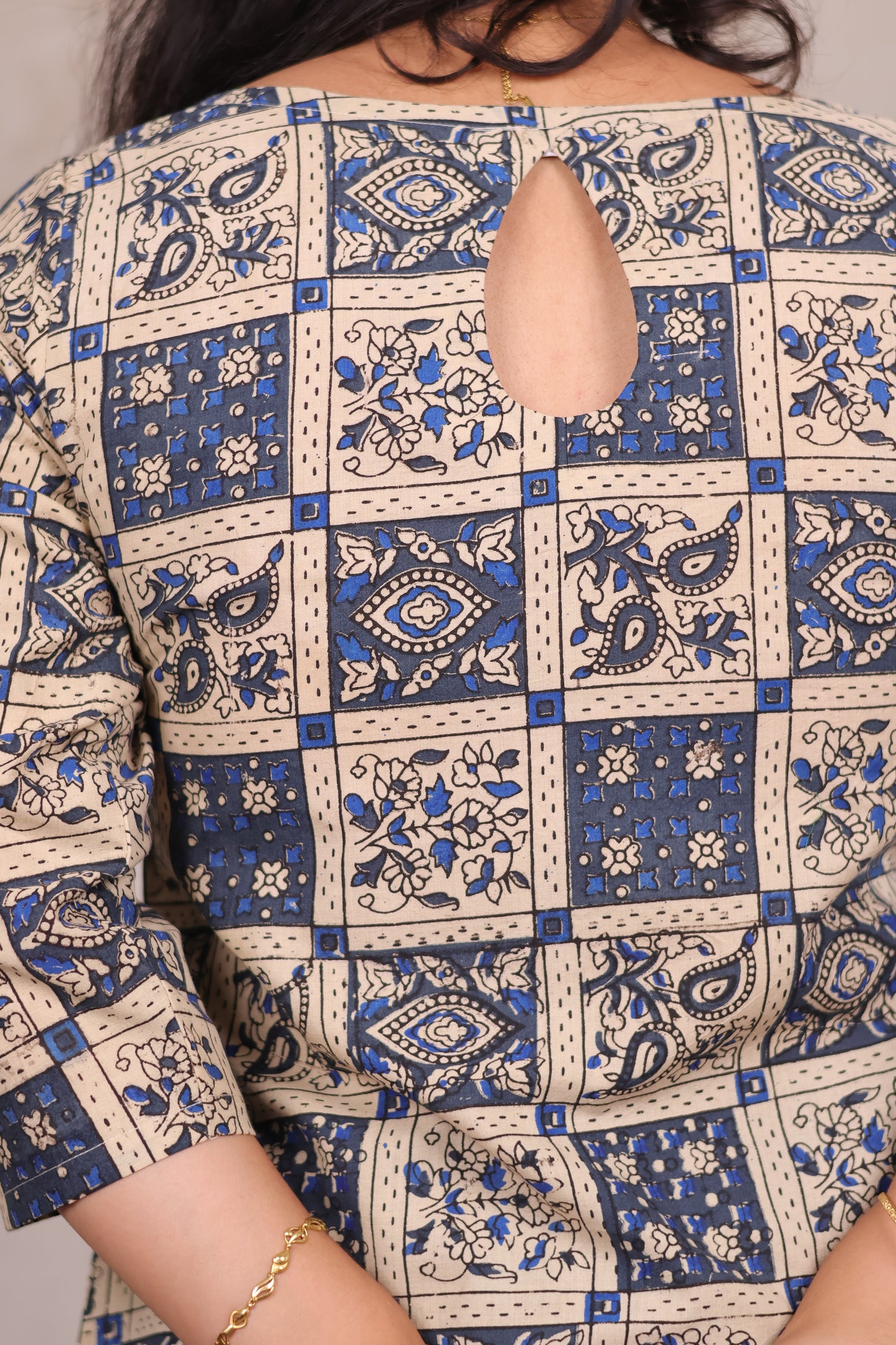 Blue Pure Cotton Kalamkari Co-Ord Set | Looms & Tassels