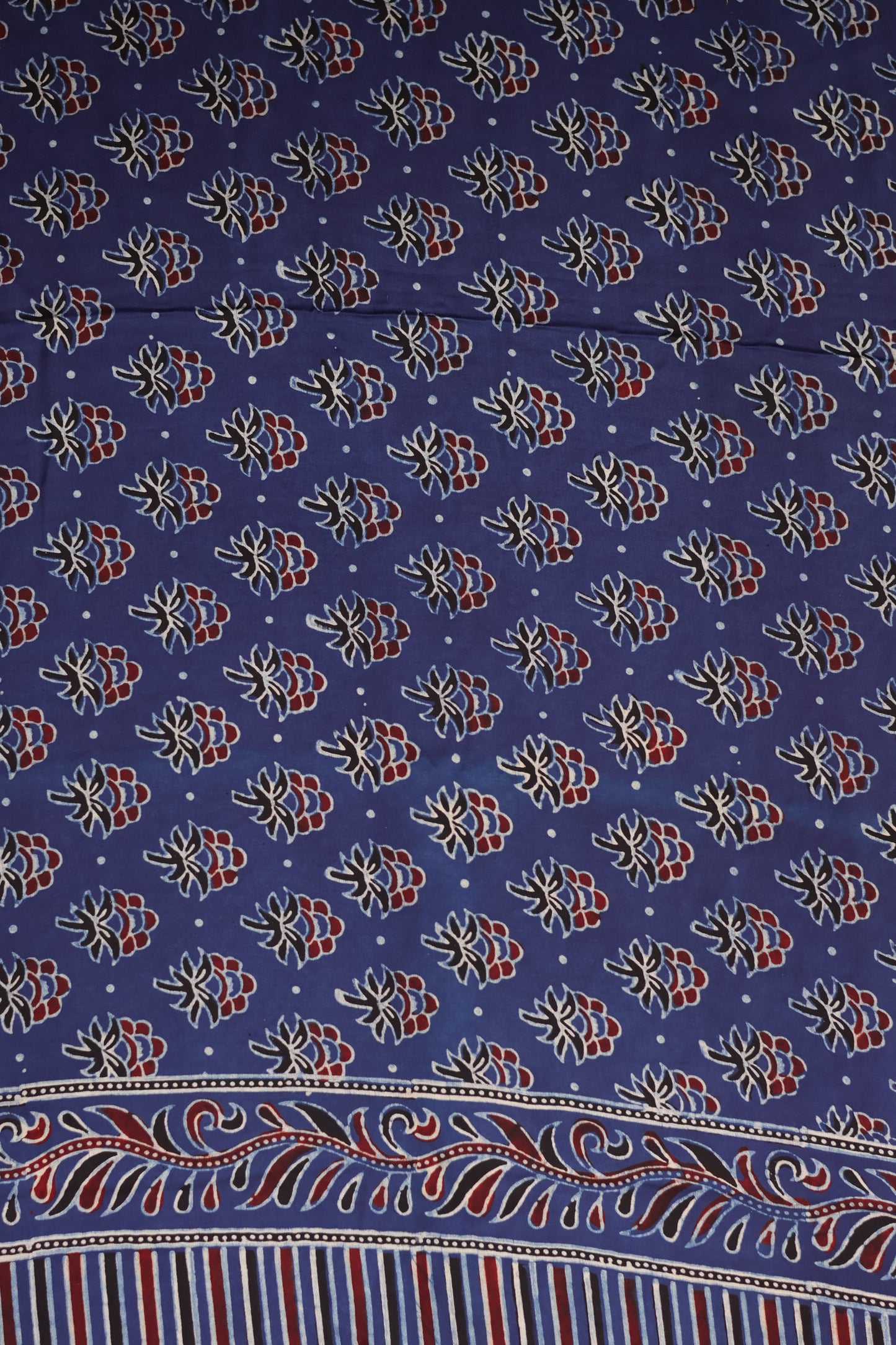 Pure Ajrakh Hand Block Printed Modal Silk Saree