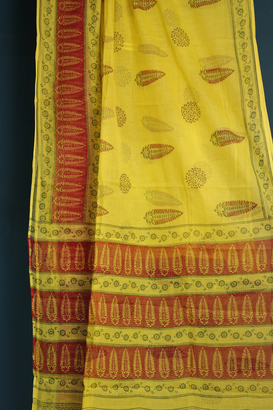 Hand block printed Kota Doriya Saree
