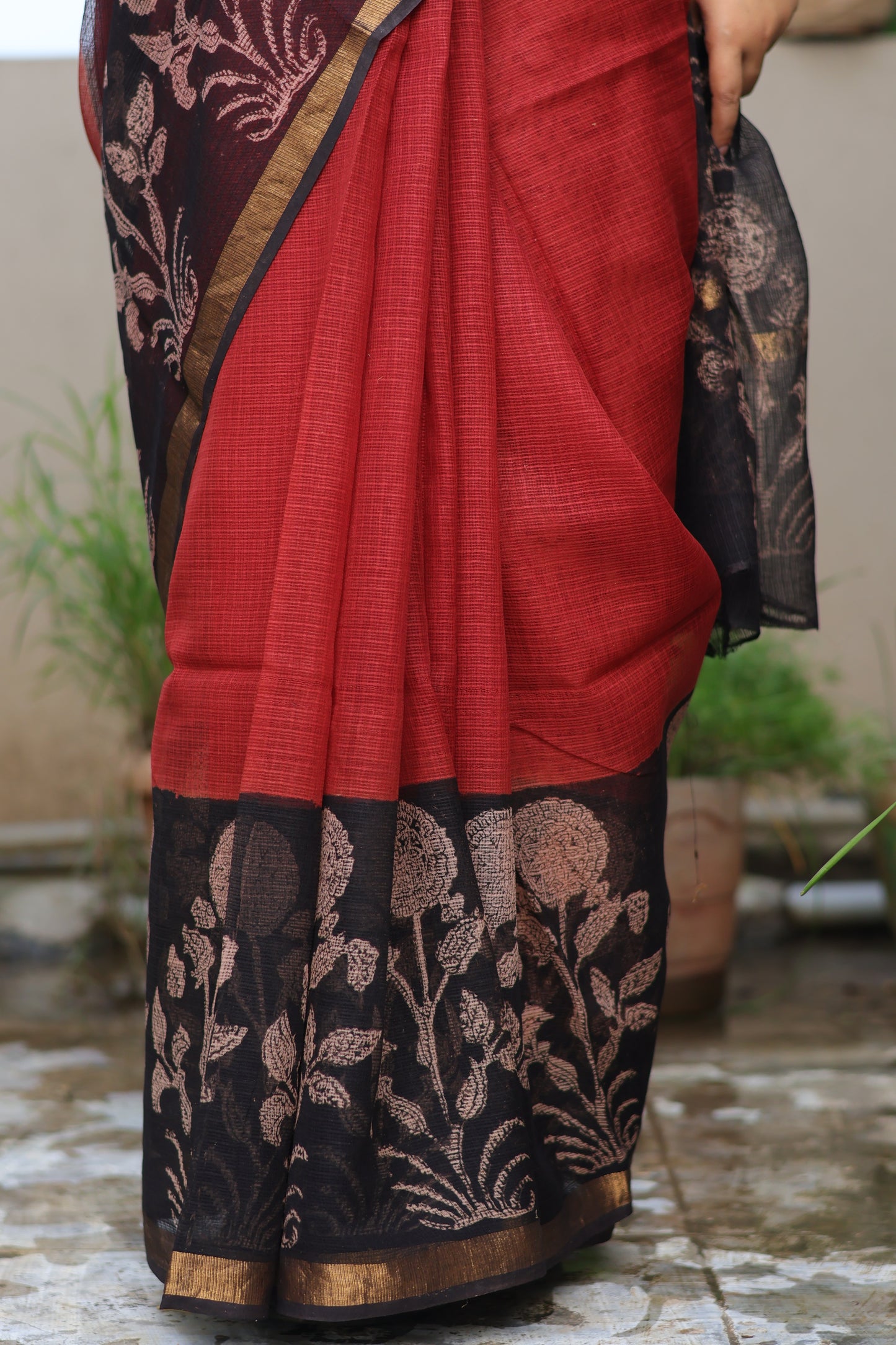 Bagru Hand block printed Kota Doriya Saree