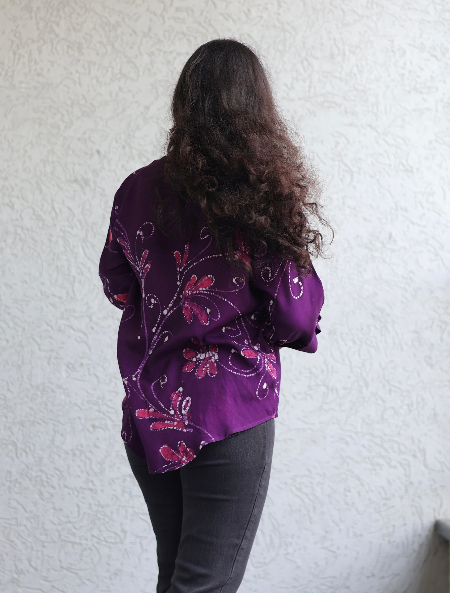 Purple Hand Drawn Batik Shirt