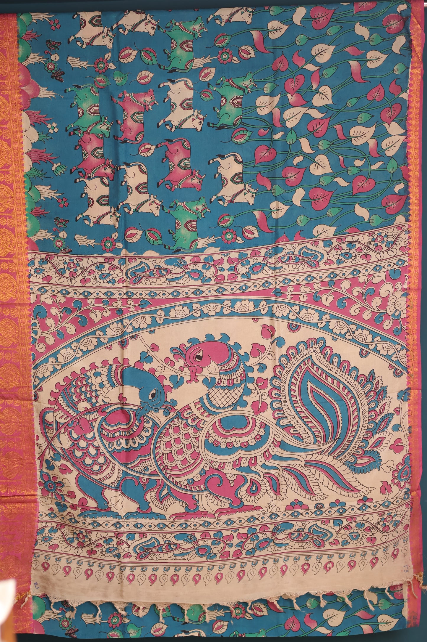 Pichwai Kanchi Border Kalamkari Chennur Silk Saree