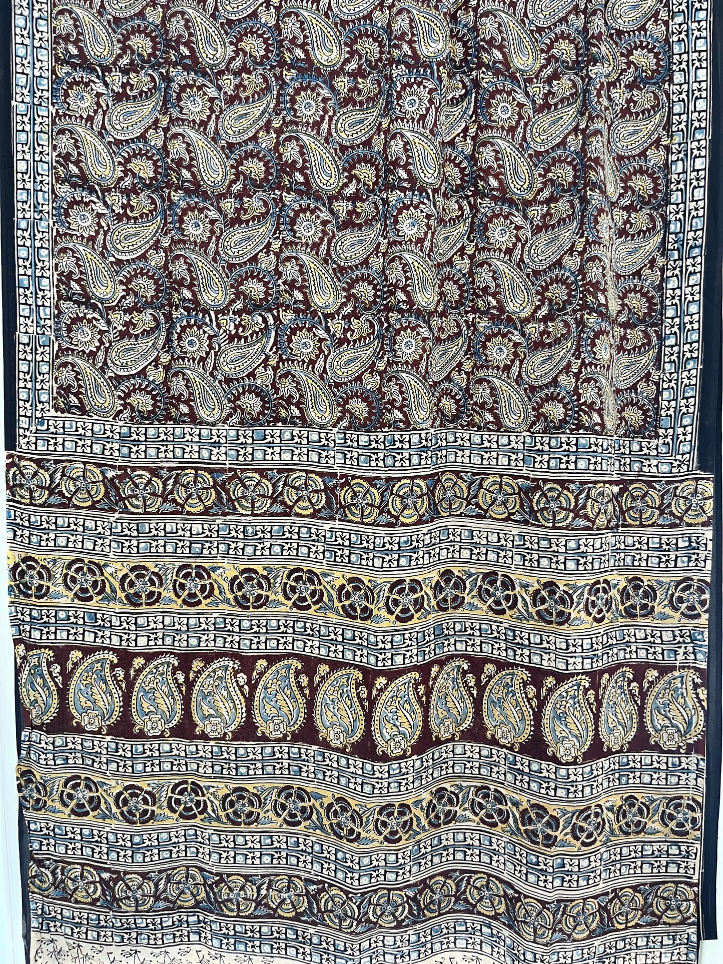 Hand block printed Kalamkari Silk Saree