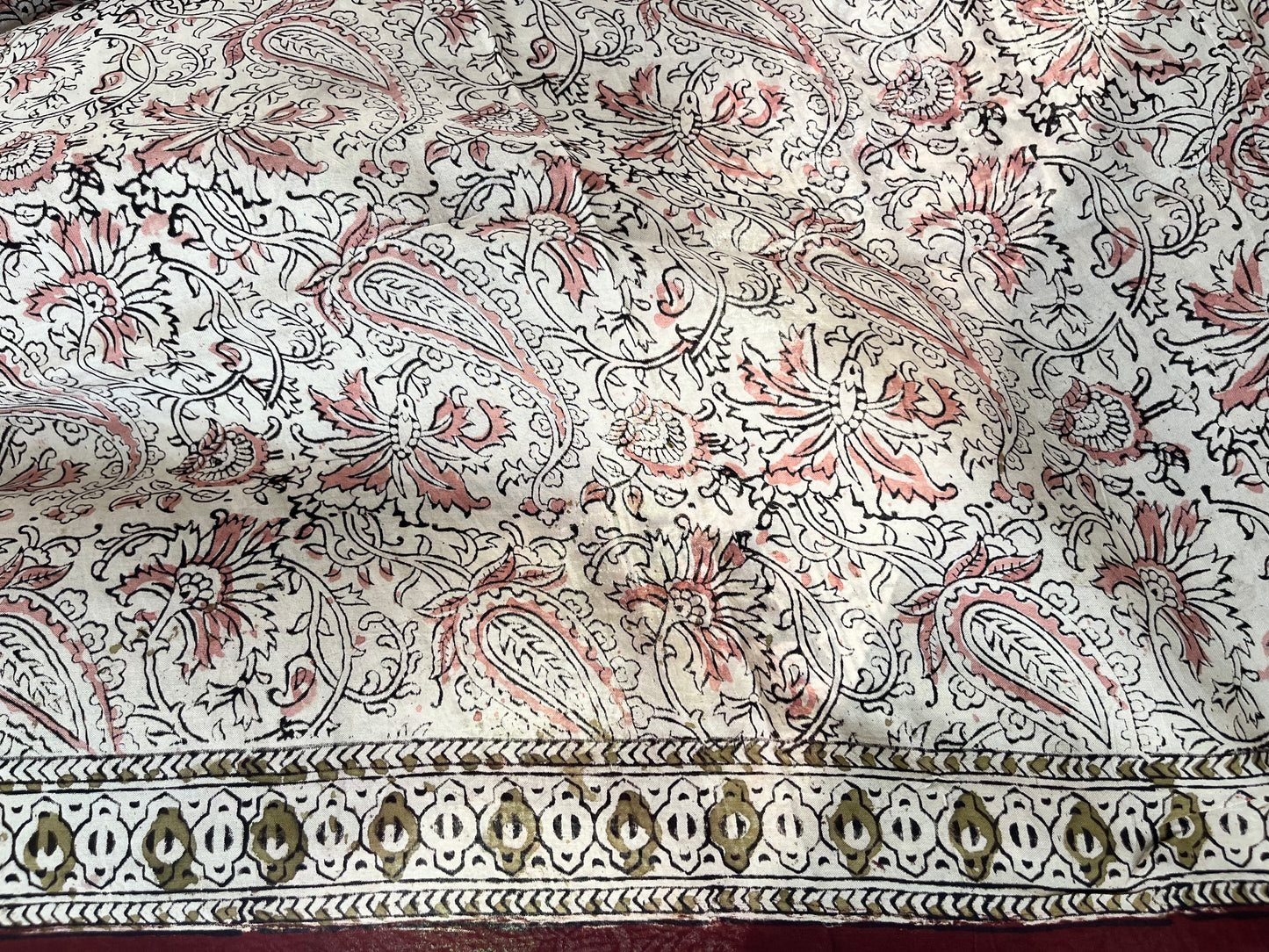 Hand block printed Kalamkari Silk Saree