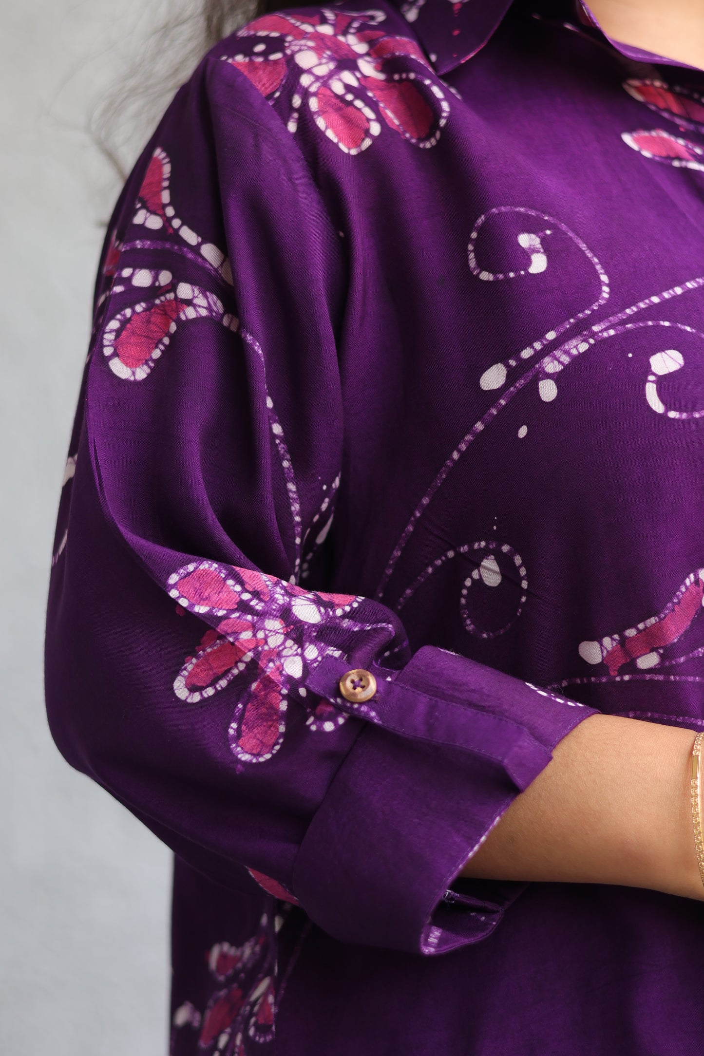 Purple Hand Drawn Batik Shirt