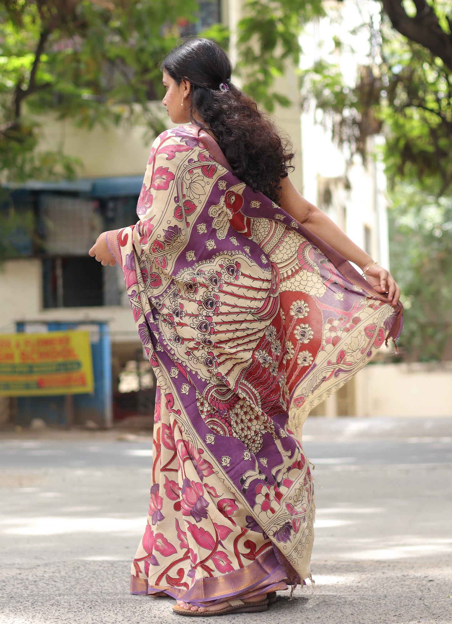 Nizam Border Kalamkari Silk Sare
