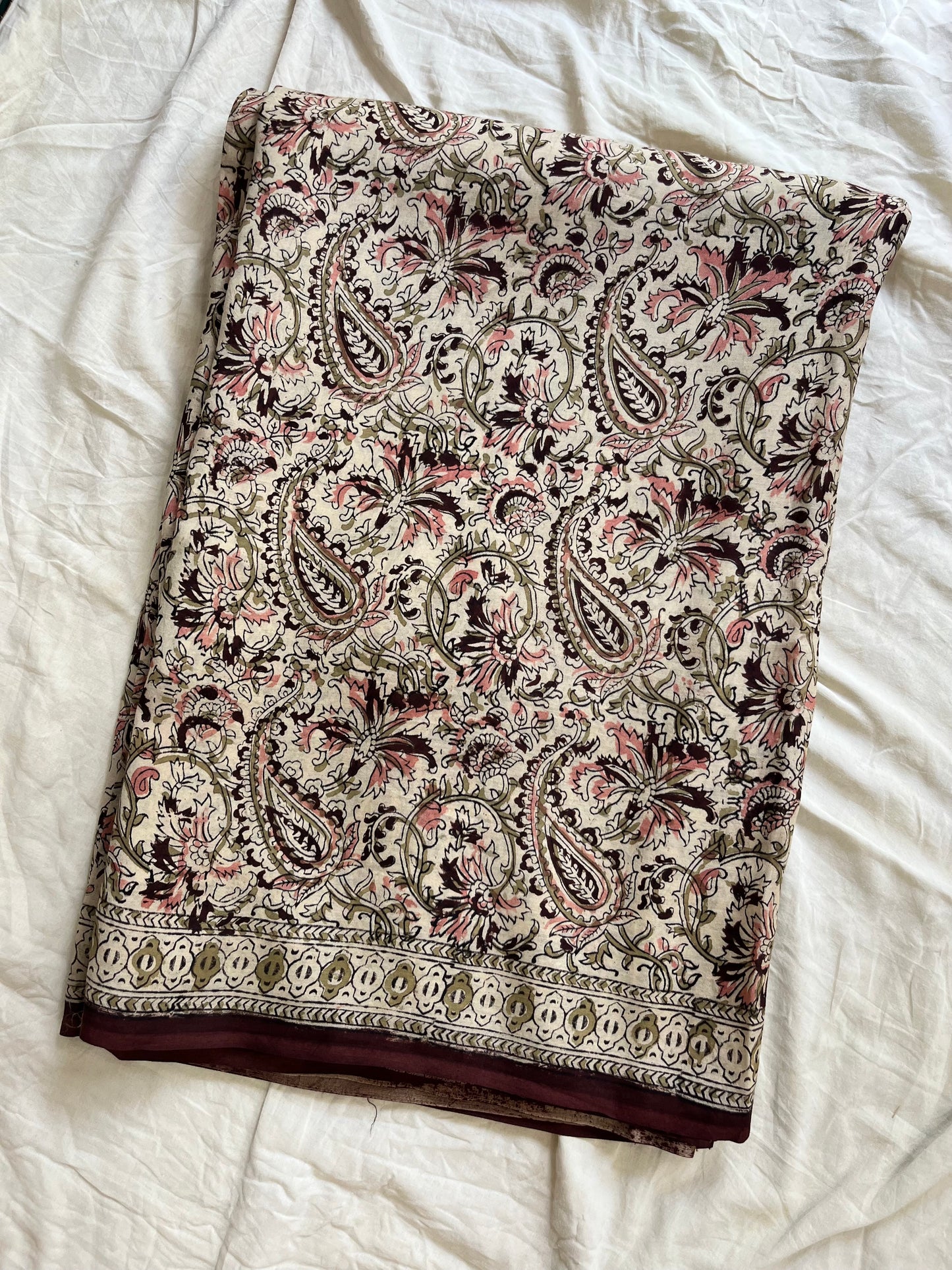 Hand block printed Kalamkari Silk Saree
