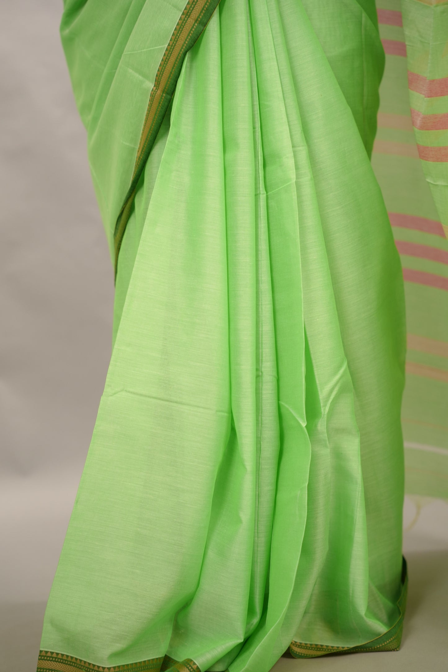 Pista green Narayanpet Cotton Saree | Looms & Tassels