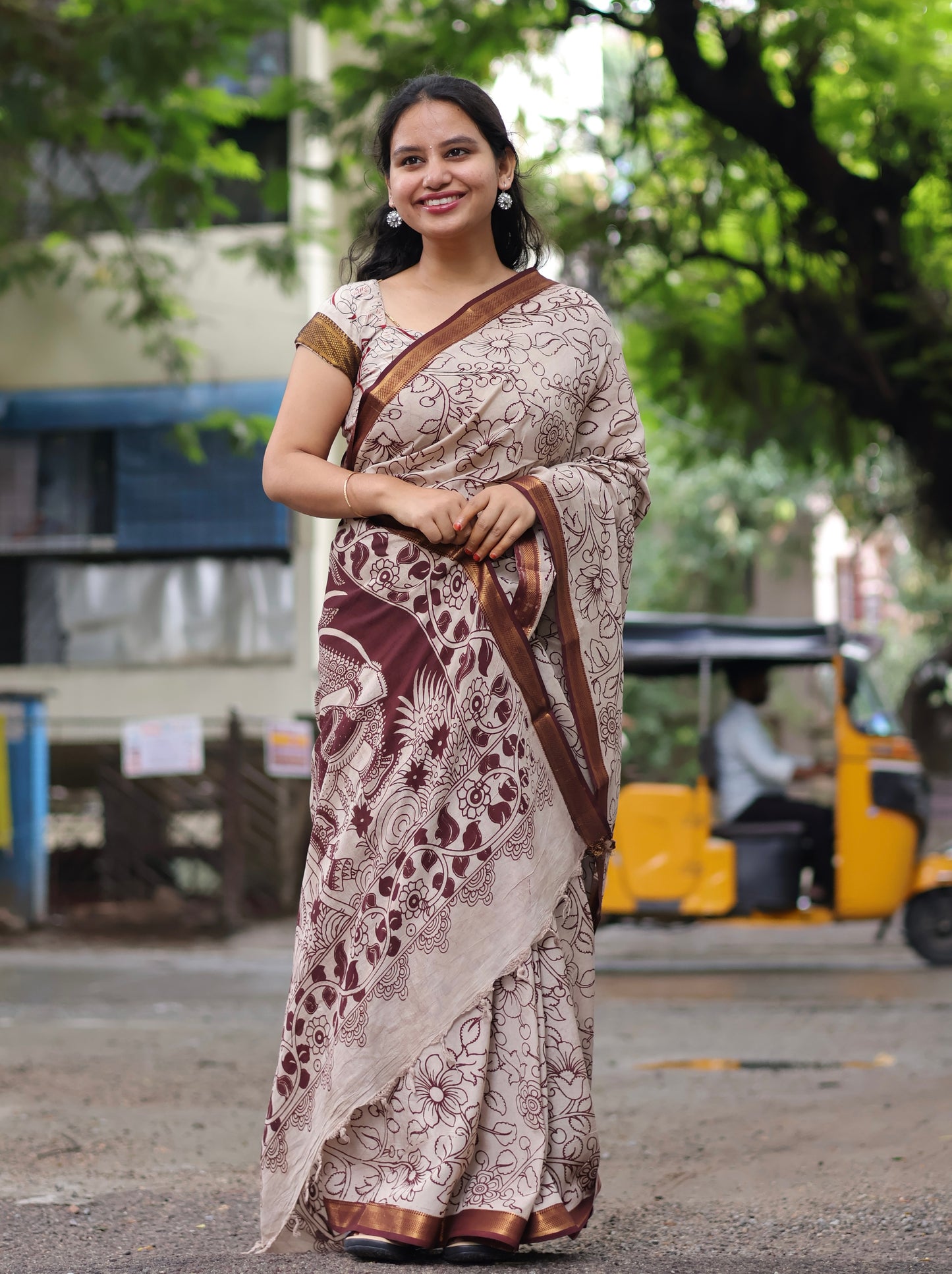 Nizam Border Kalamkari Silk Sare